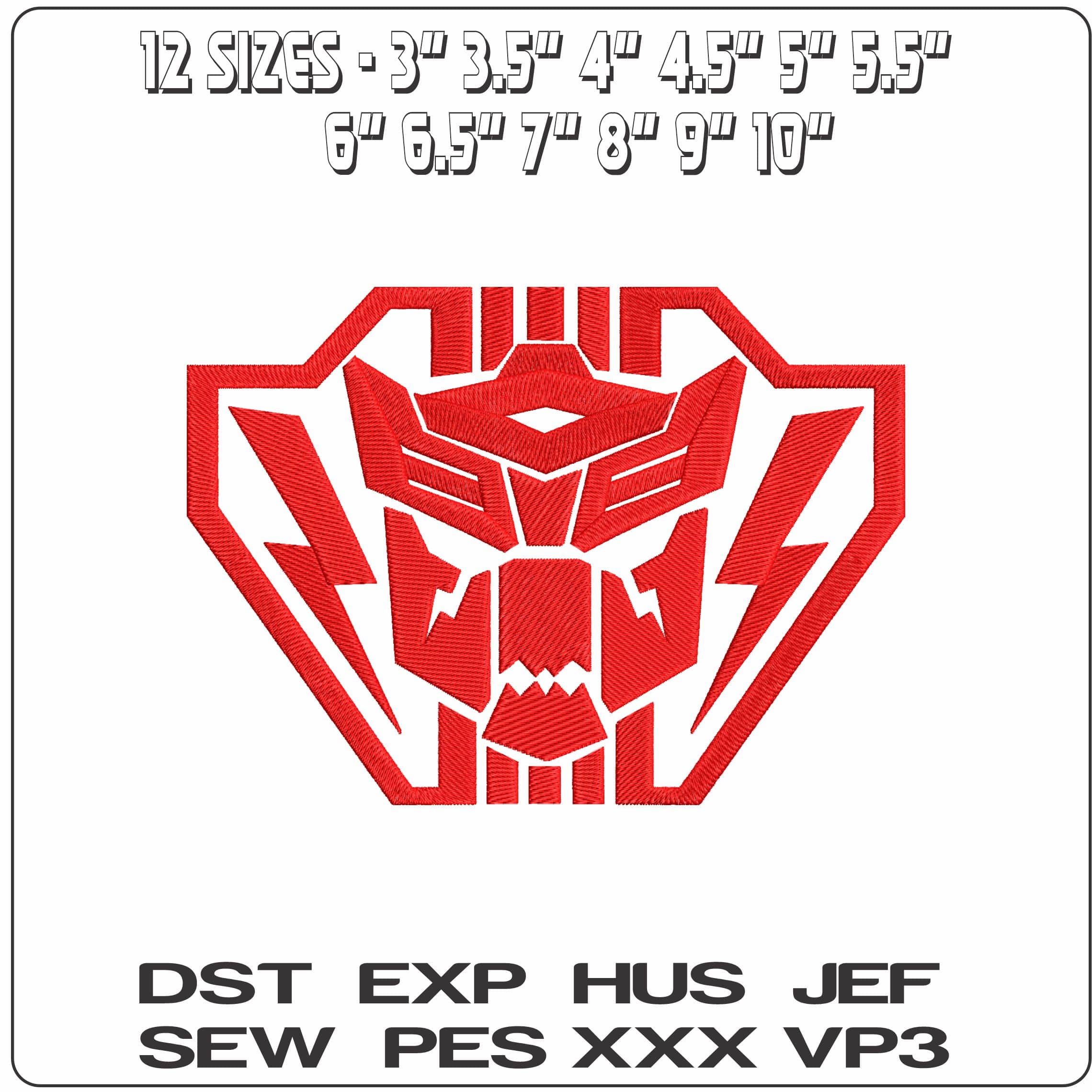 DinoBot Transformers - Elegant embroidery design file - instant download — view 2