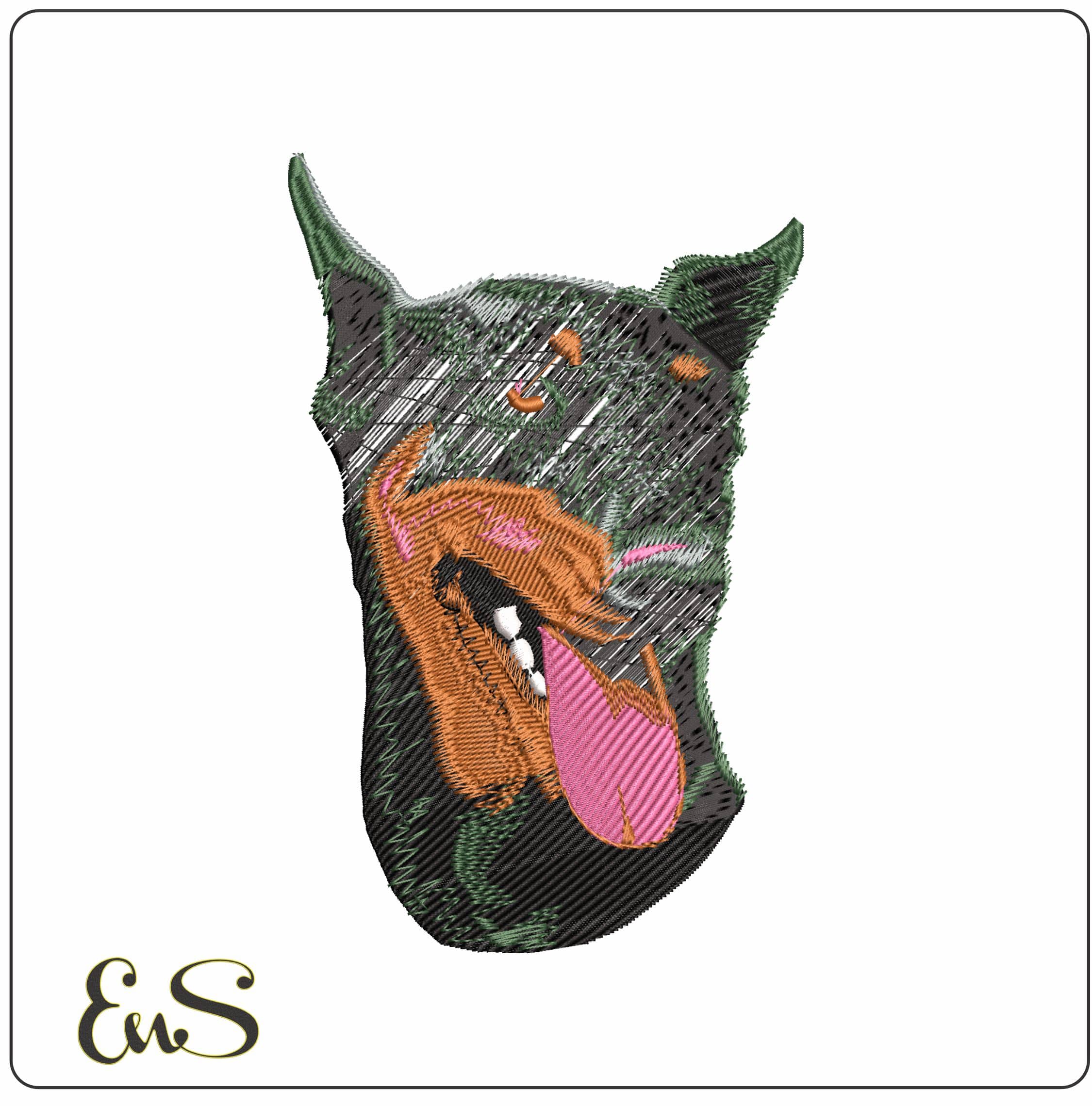 Doberman dog Head - Elegant embroidery design file - instant download