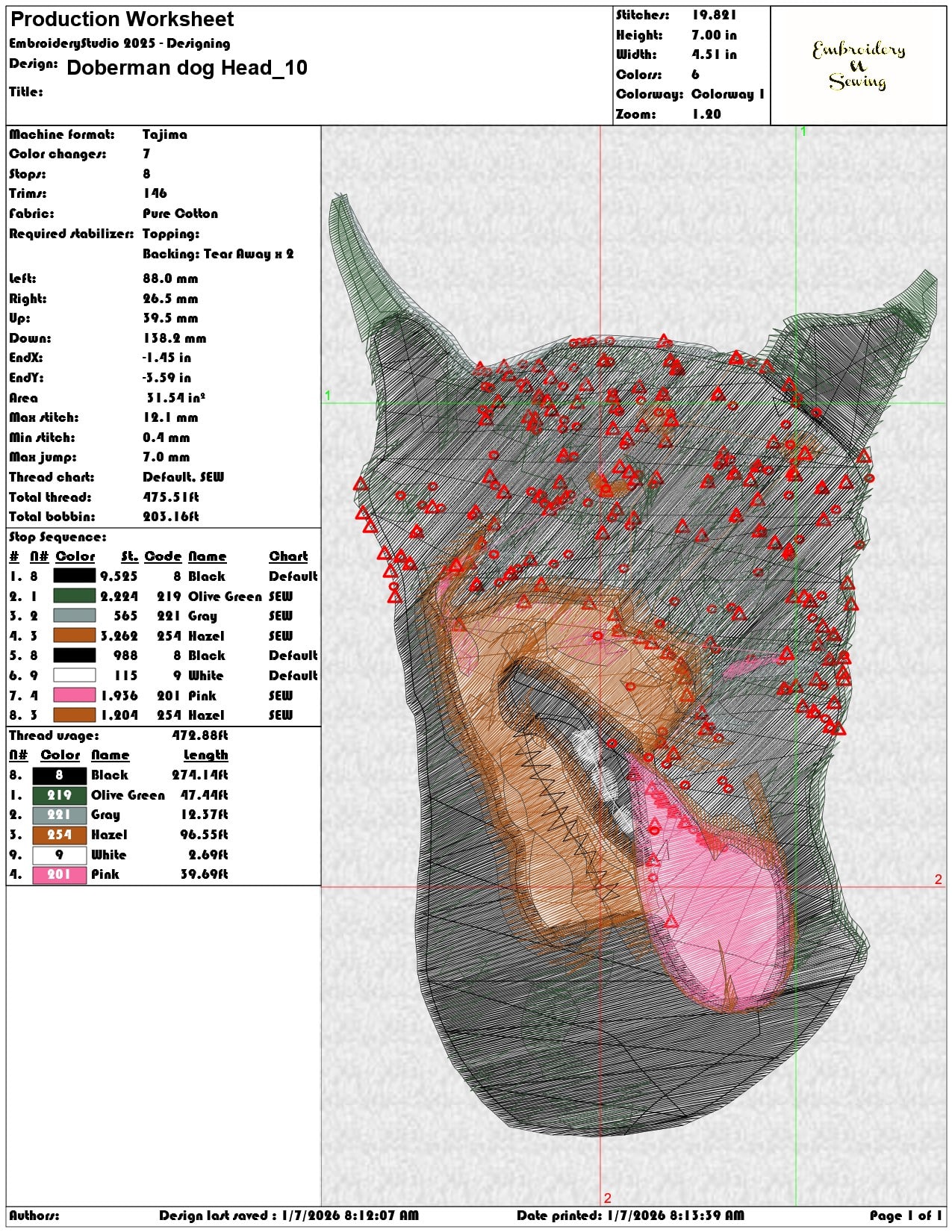 Doberman dog Head - Elegant embroidery design file - instant download — view 3