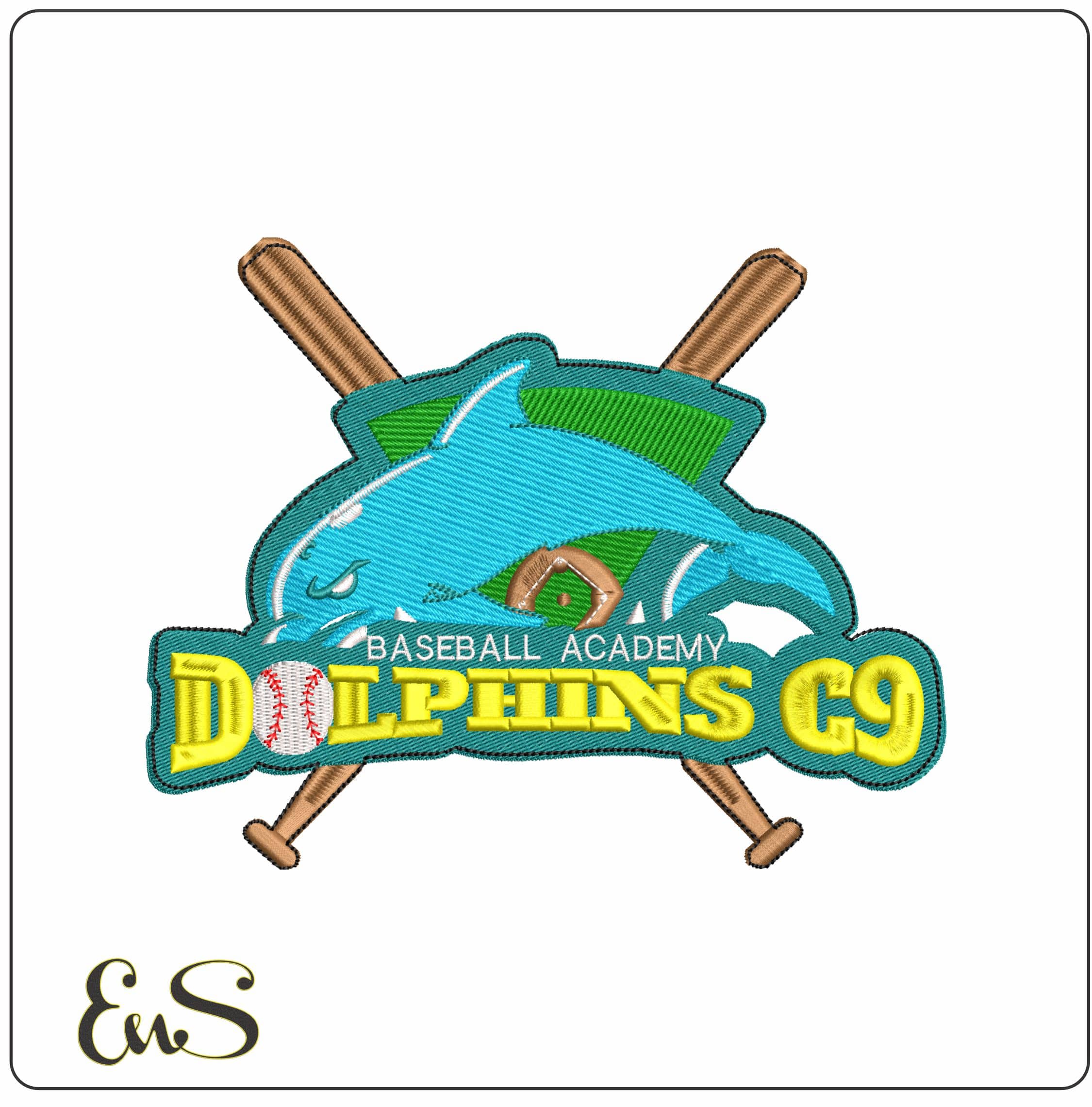 Dolphins Baseball C9 - Elegant embroidery design file - instant download