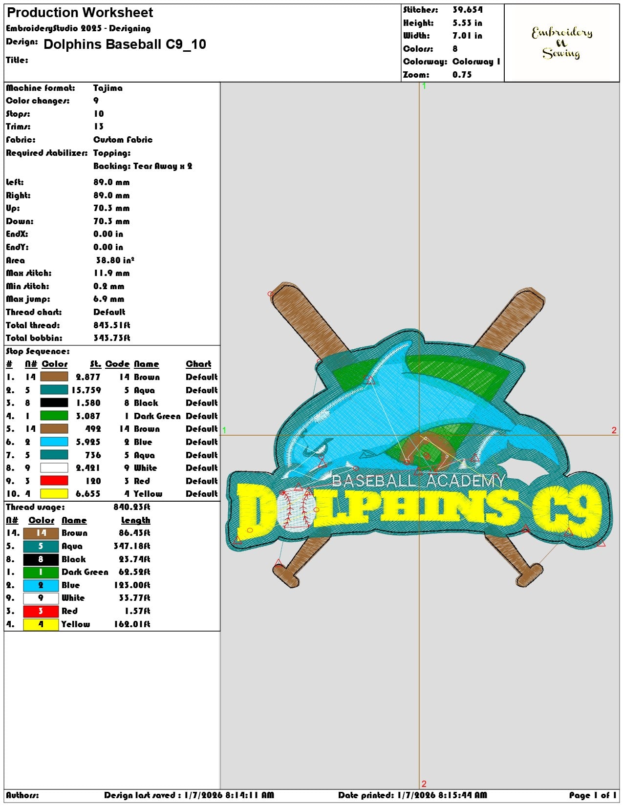 Dolphins Baseball C9 - Elegant embroidery design file - instant download — view 3
