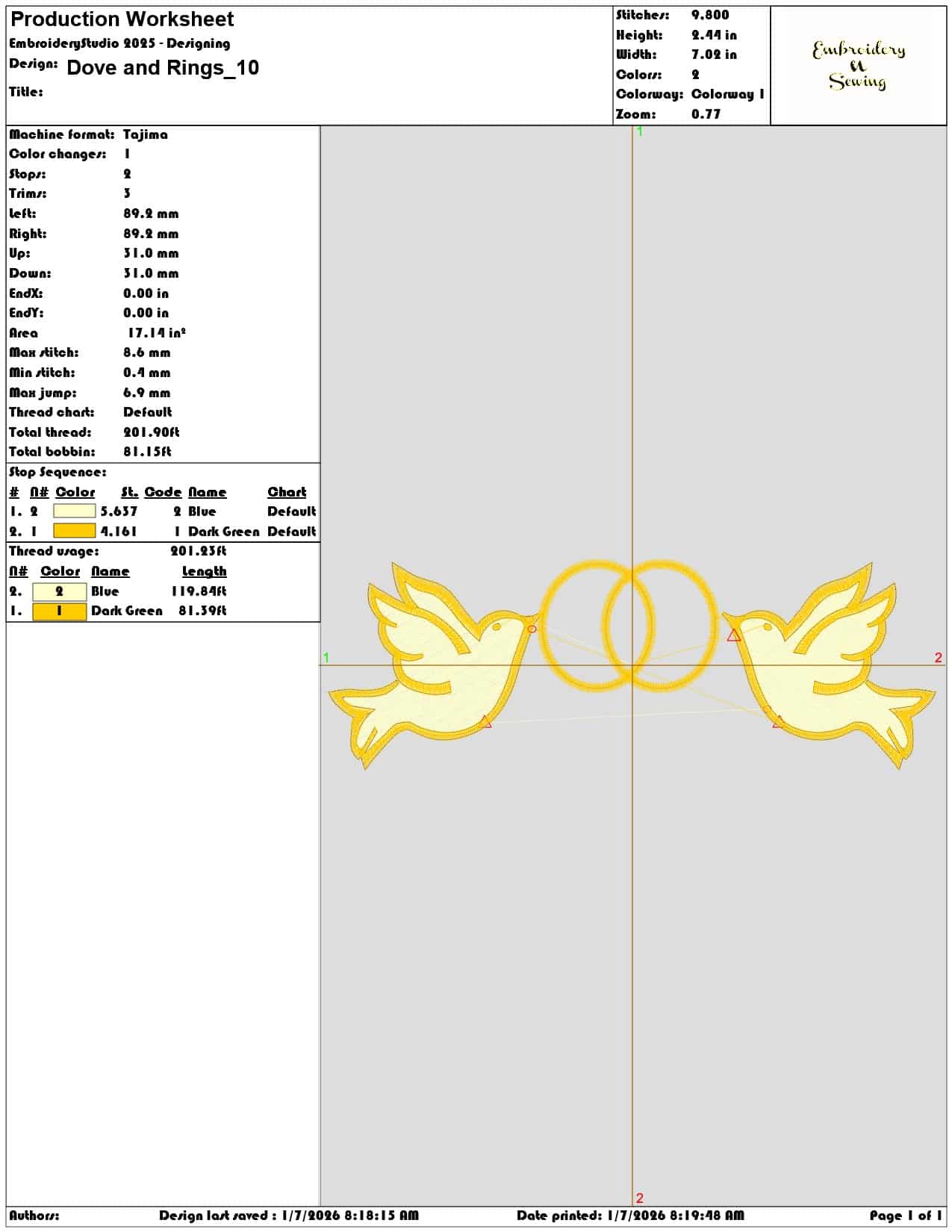 Dove and Rings - Elegant embroidery design file - instant download — view 3