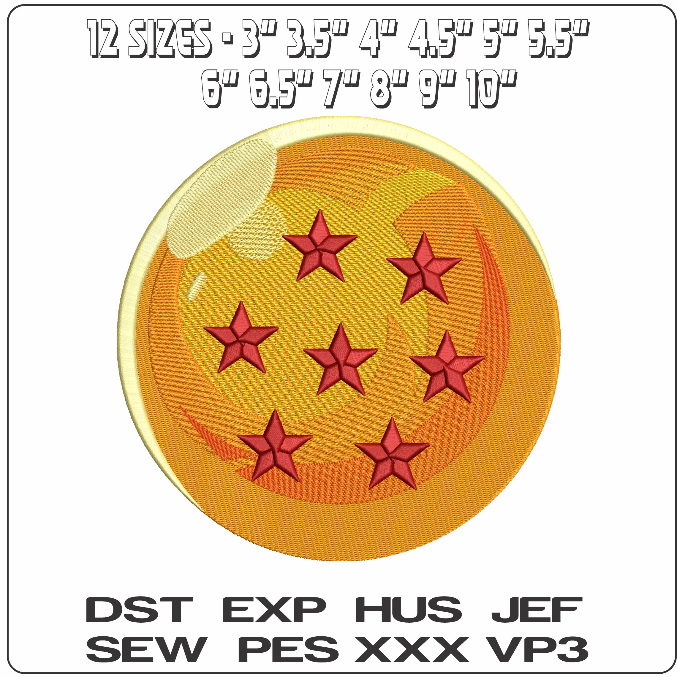 Dragon Ball 7 Stars Dragon Ball Anime - Elegant embroidery design file - instant download — view 2
