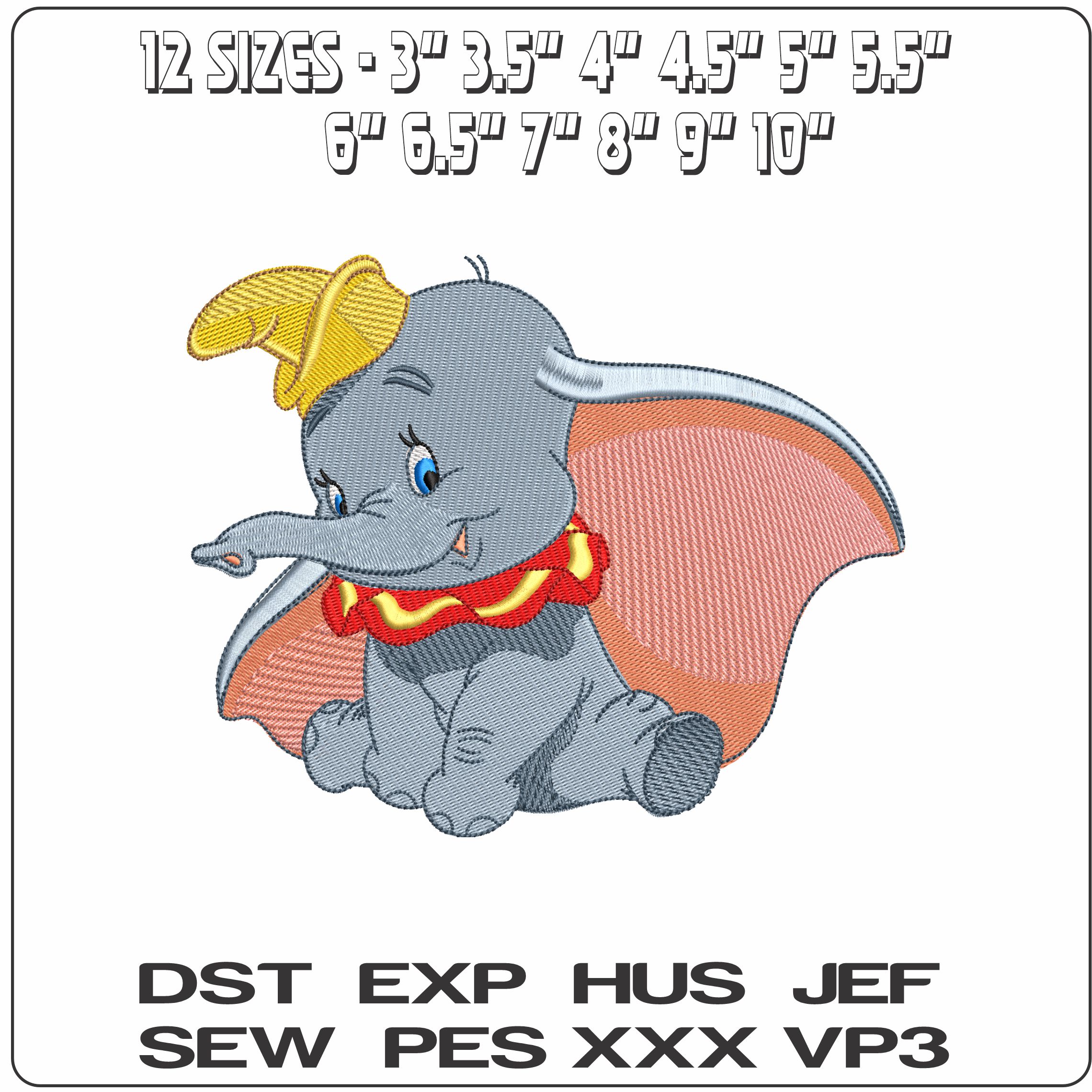 Dumbo at Circus - Elegant embroidery design file - instant download — view 2