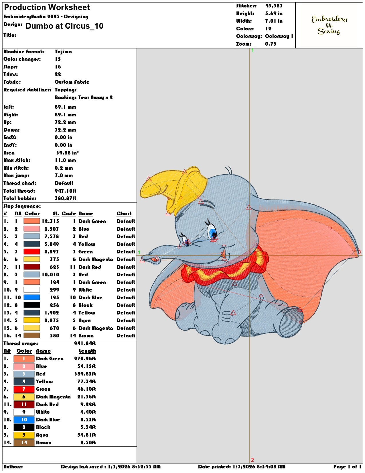 Dumbo at Circus - Elegant embroidery design file - instant download — view 3