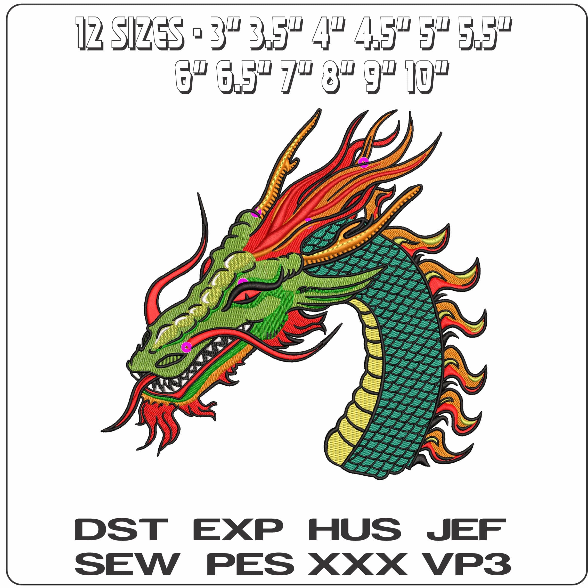 Eternal Dragon Head Dragon Ball Anime - Elegant embroidery design file - instant download — view 2