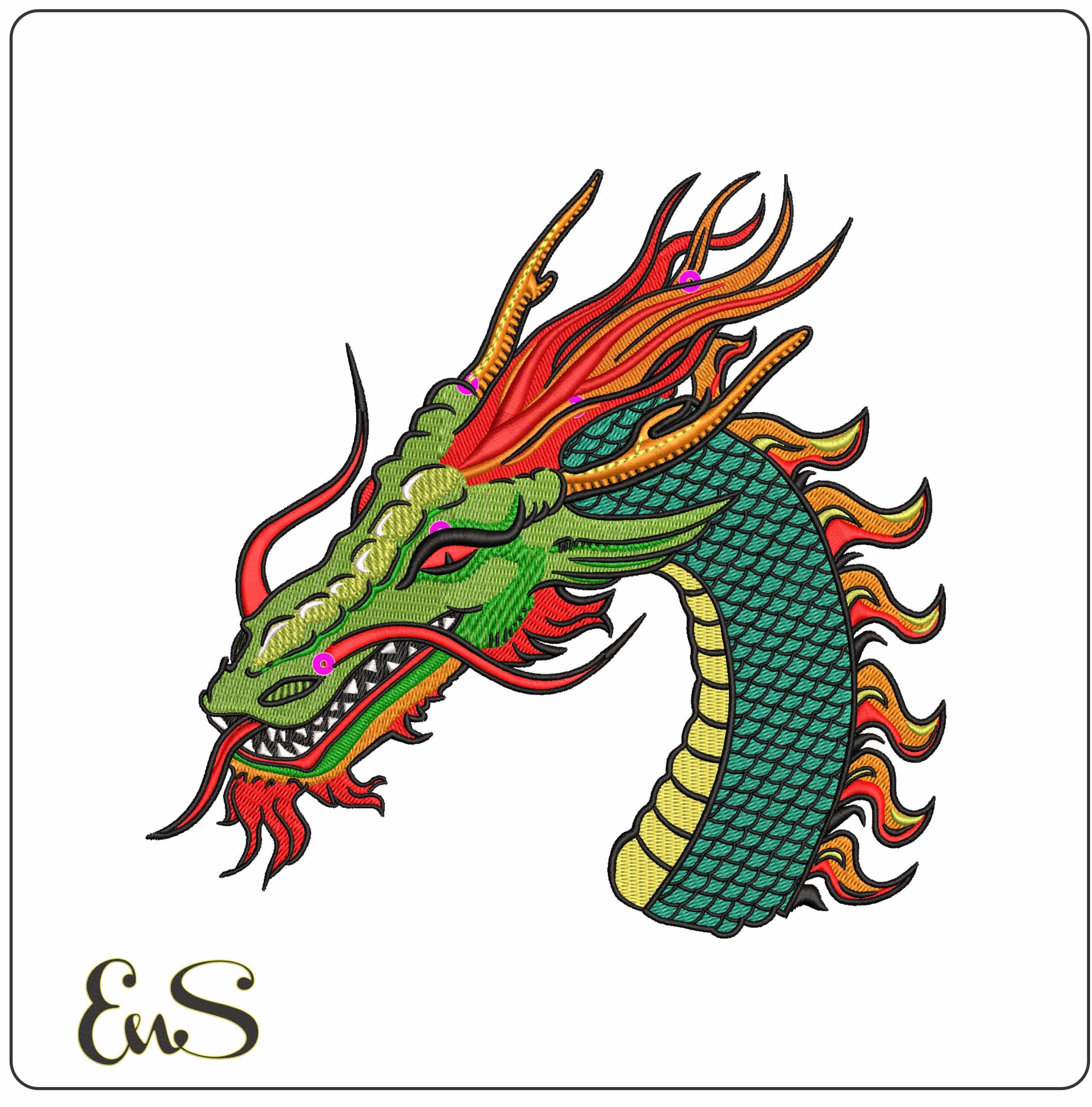 Eternal Dragon Head Dragon Ball Anime - Elegant embroidery design file - instant download
