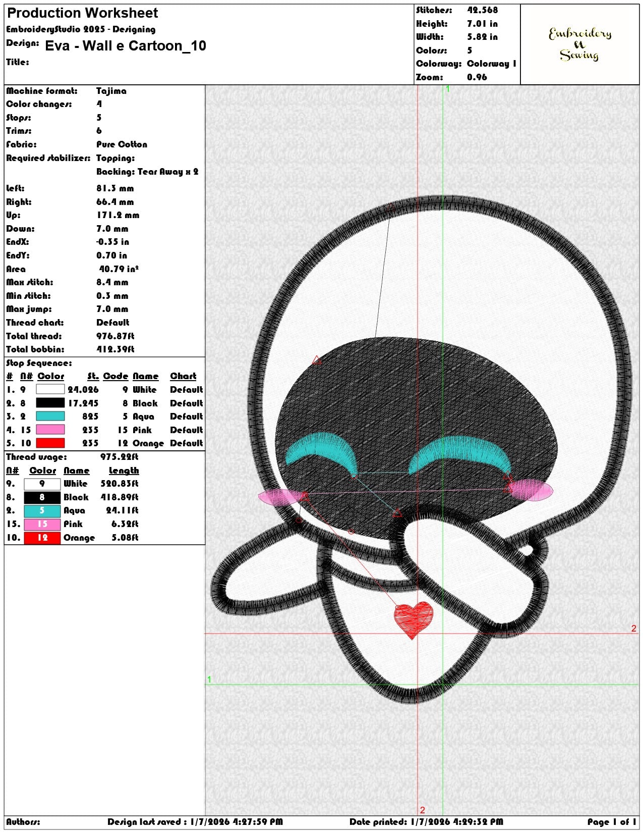 Eva Wall e Cartoon - Elegant embroidery design file - instant download — view 3