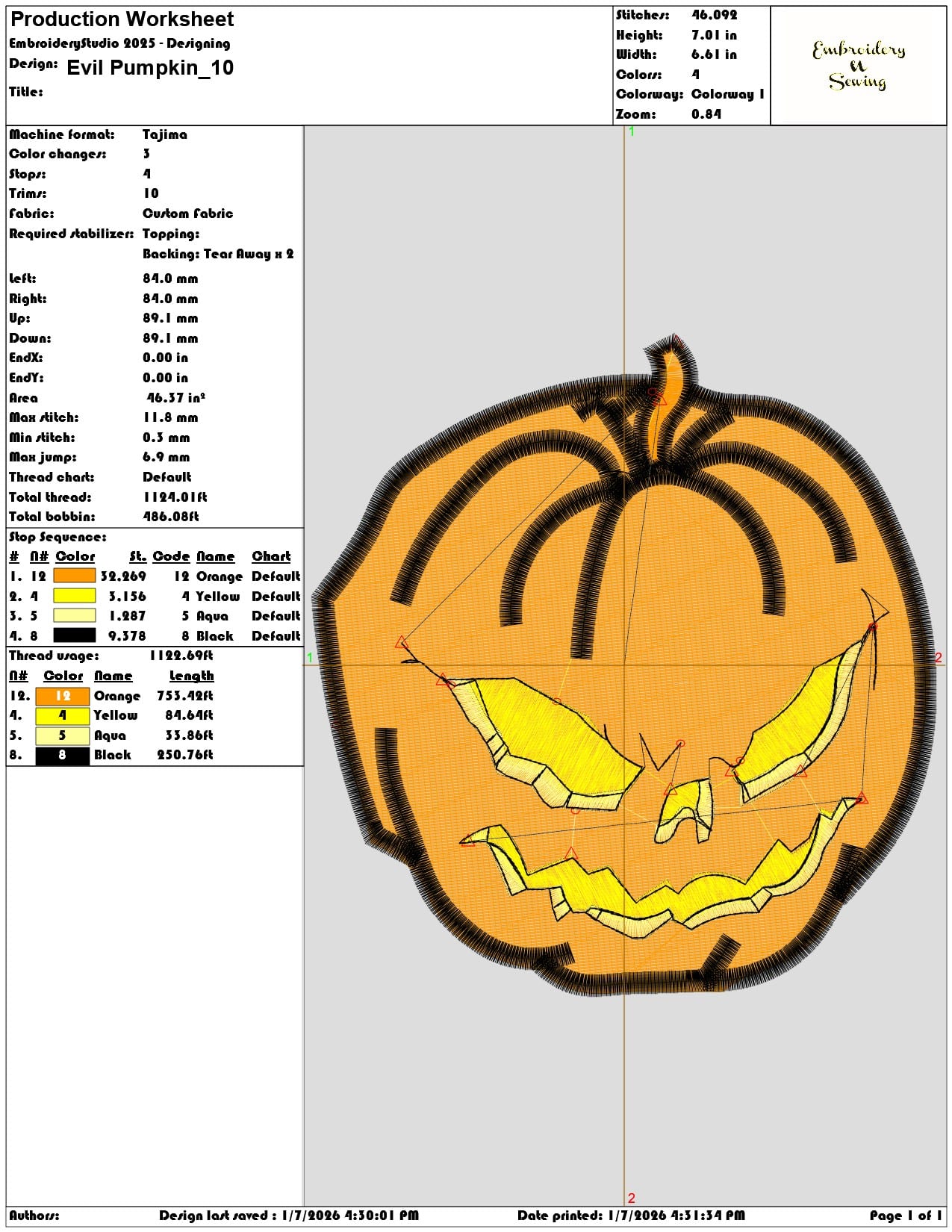 Evil Pumpkin - Elegant embroidery design file - instant download — view 3