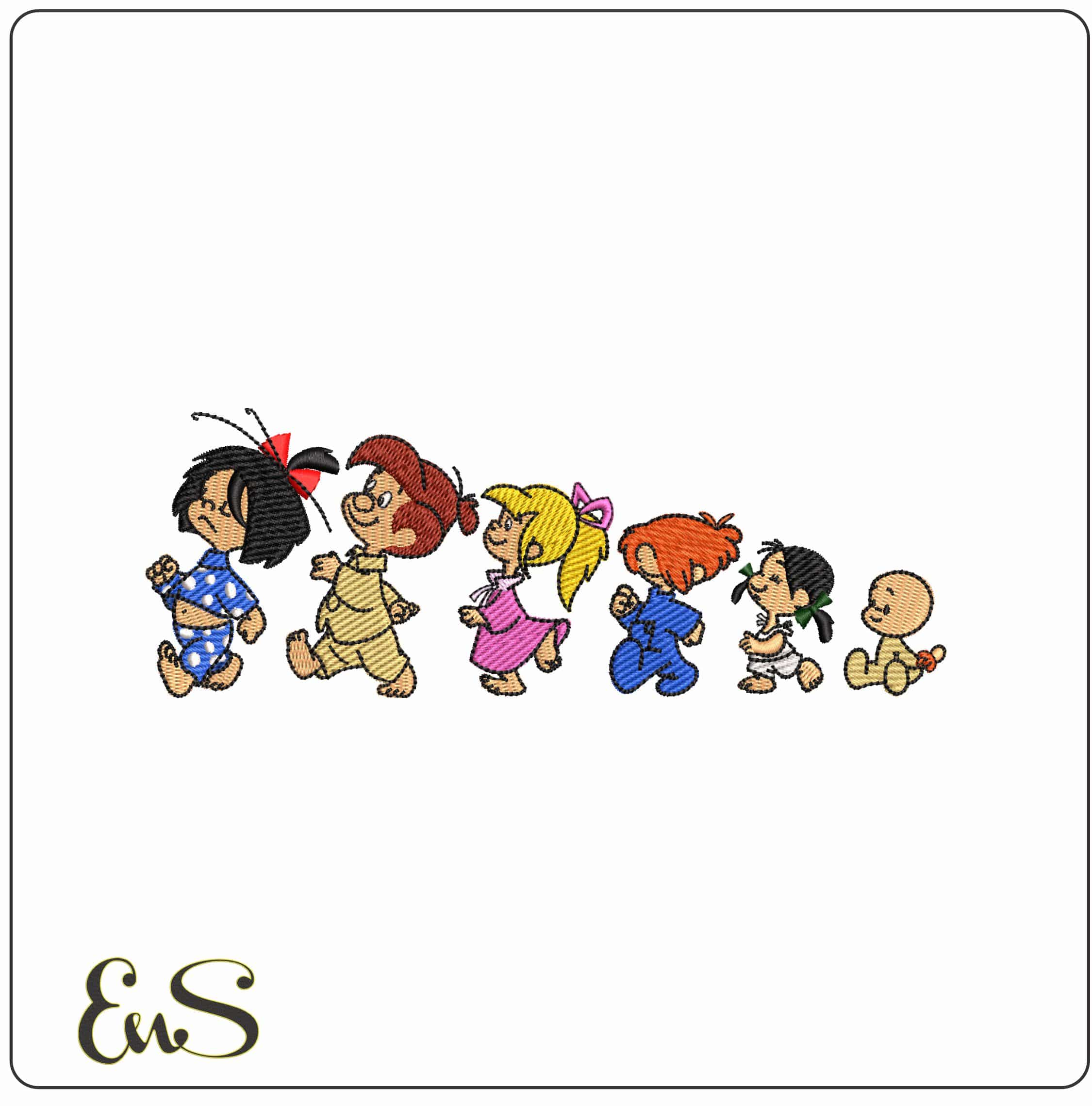 Familia Telerin Cartoon - Elegant embroidery design file - instant download