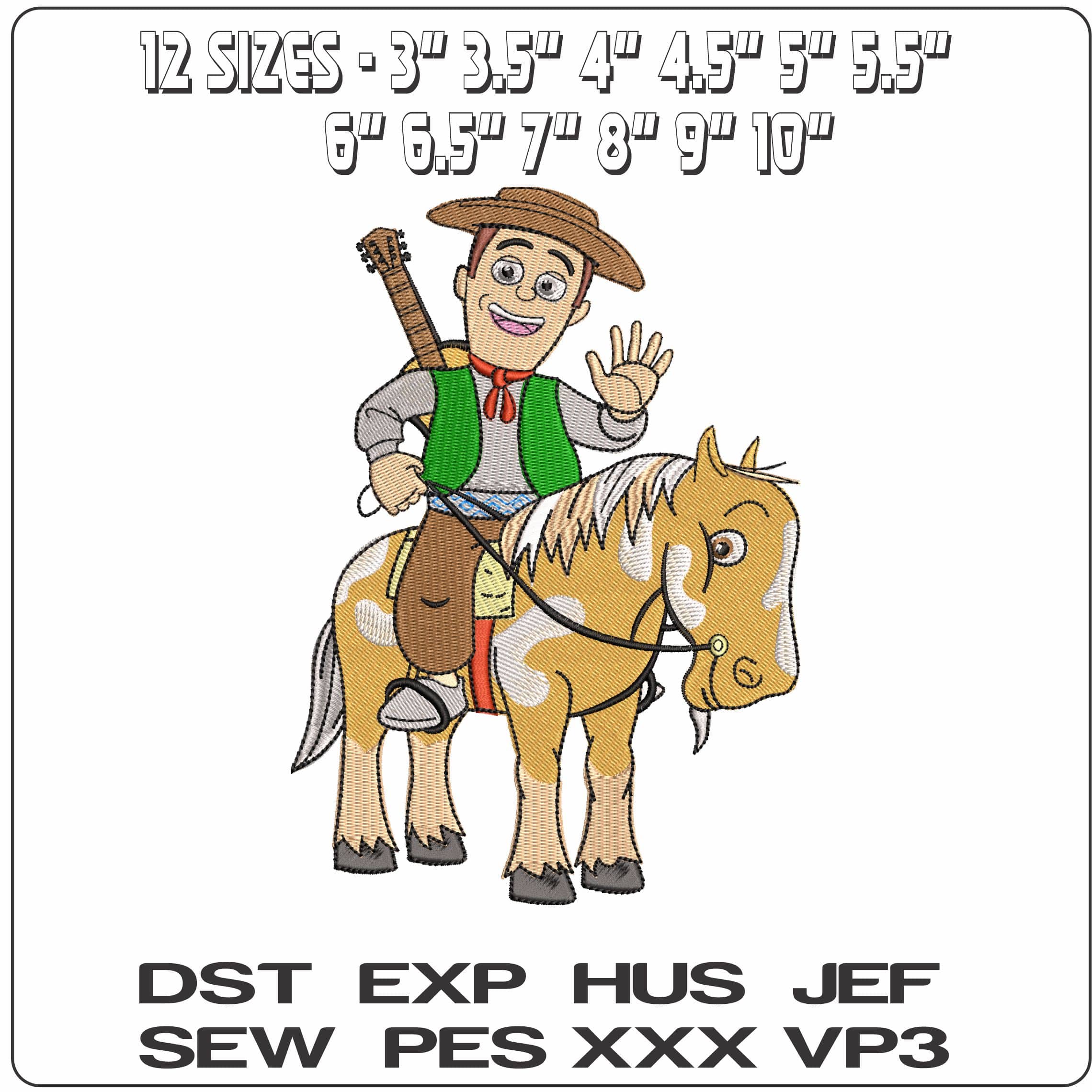 Farmer Zenon and Percheron Argentina Cartoon - Elegant embroidery design file - instant download — view 2