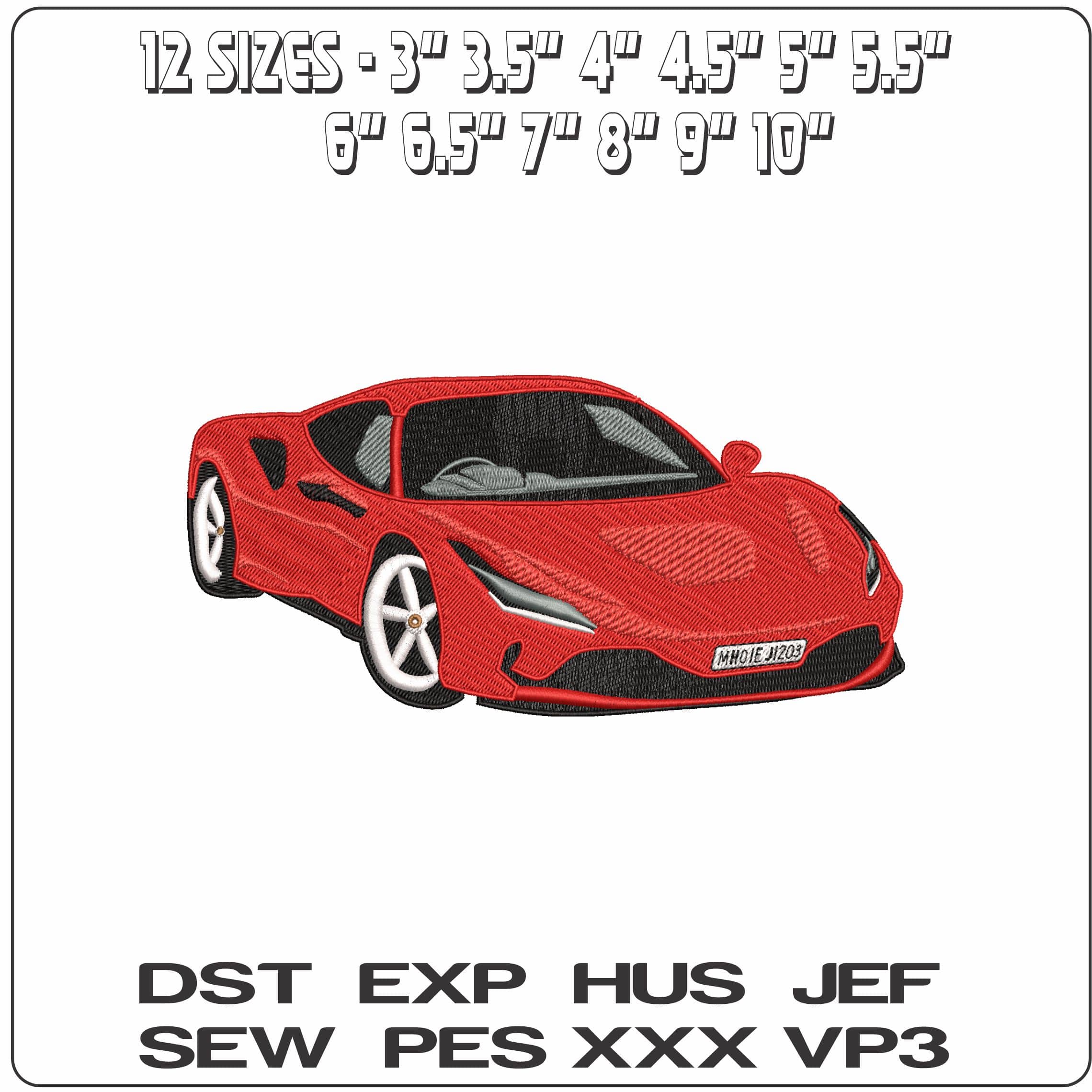 Ferrari F8 Tributo Car - Elegant embroidery design file - instant download — view 2
