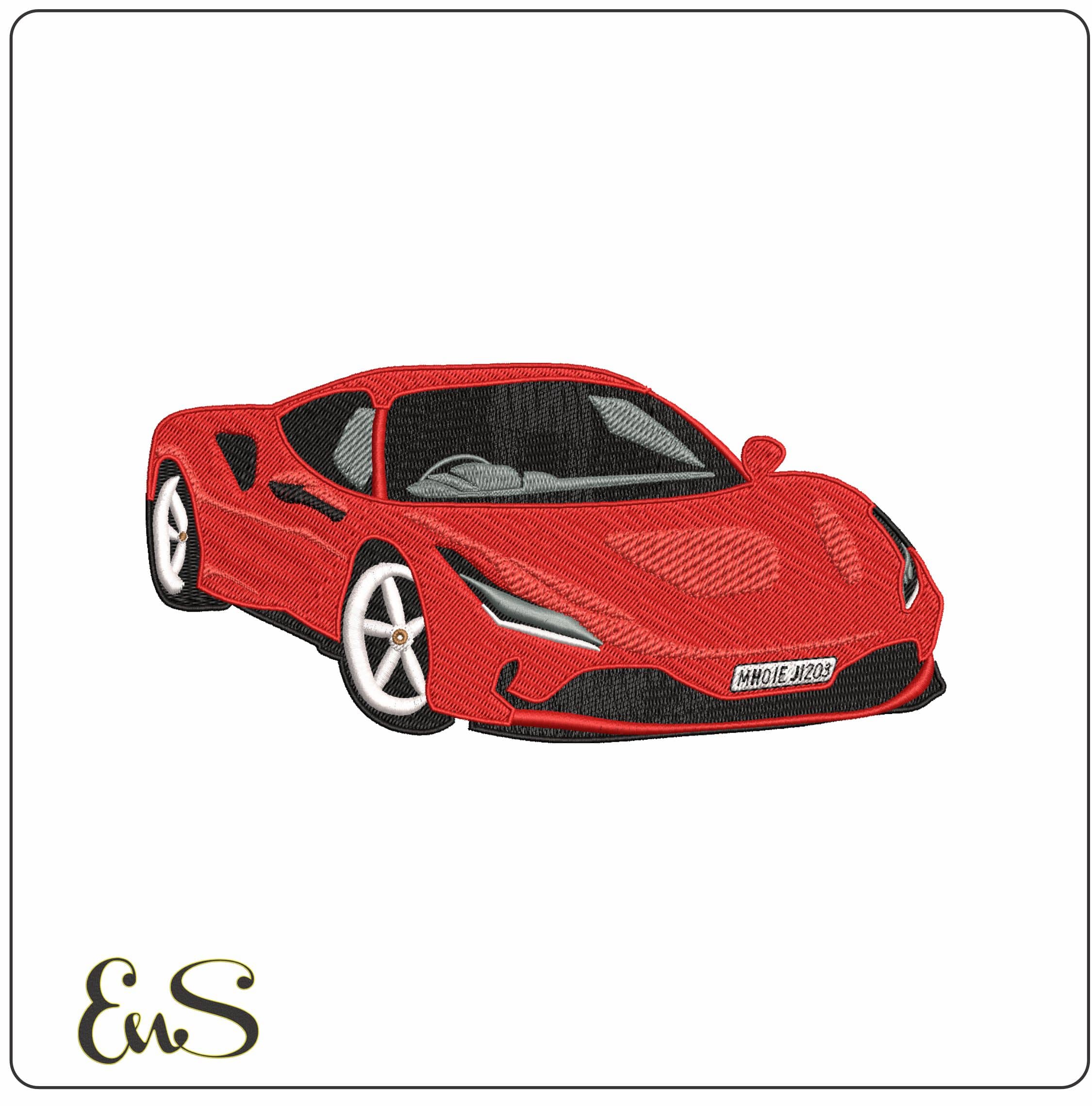 Ferrari F8 Tributo Car - Elegant embroidery design file - instant download