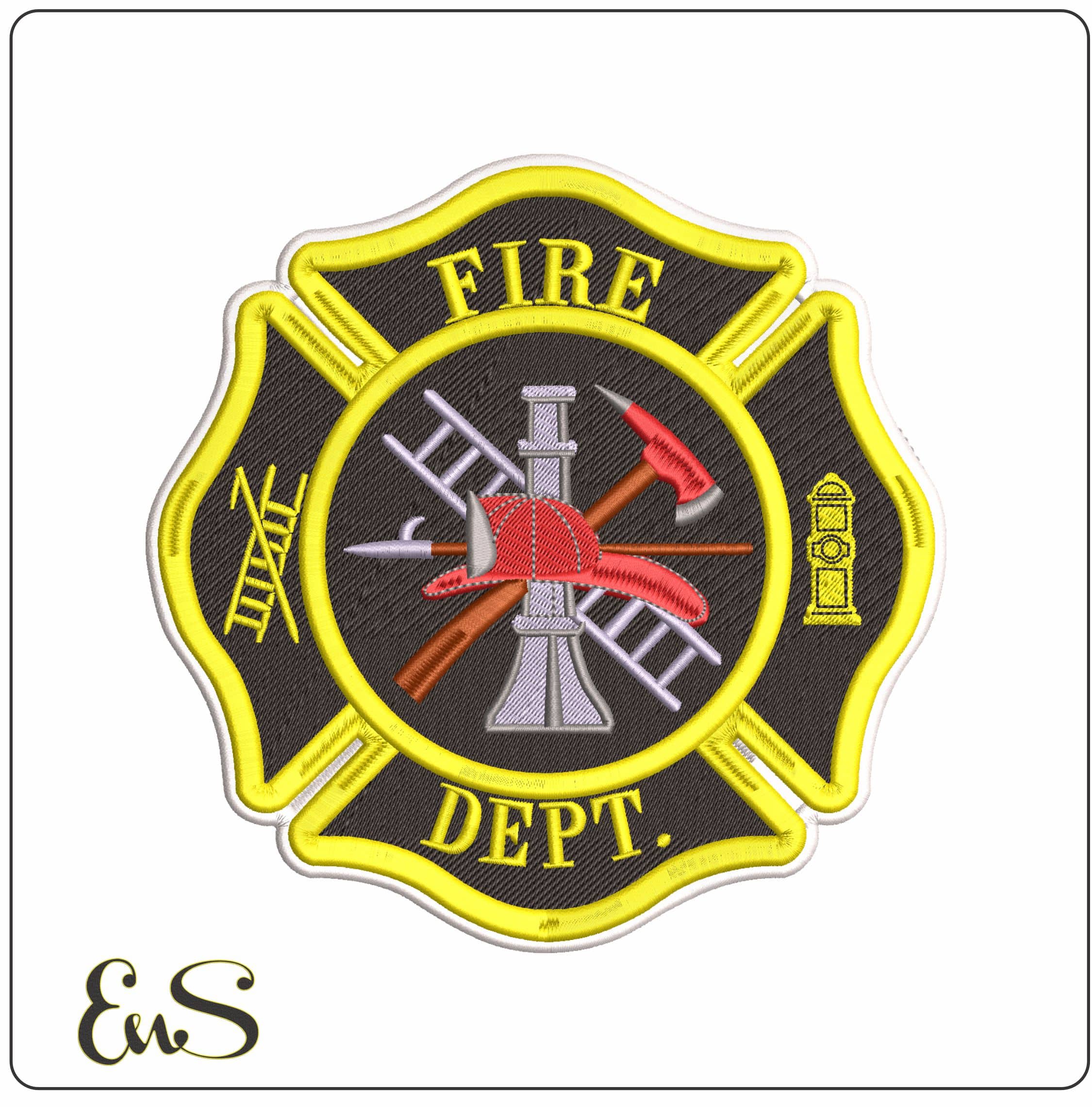 Fire Department Detailed Patch - Elegant embroidery design file - instant download