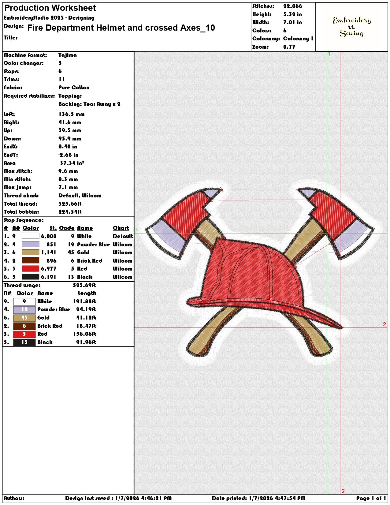 Fire Department Helmet and crossed Axes - Elegant embroidery design file - instant download — view 3