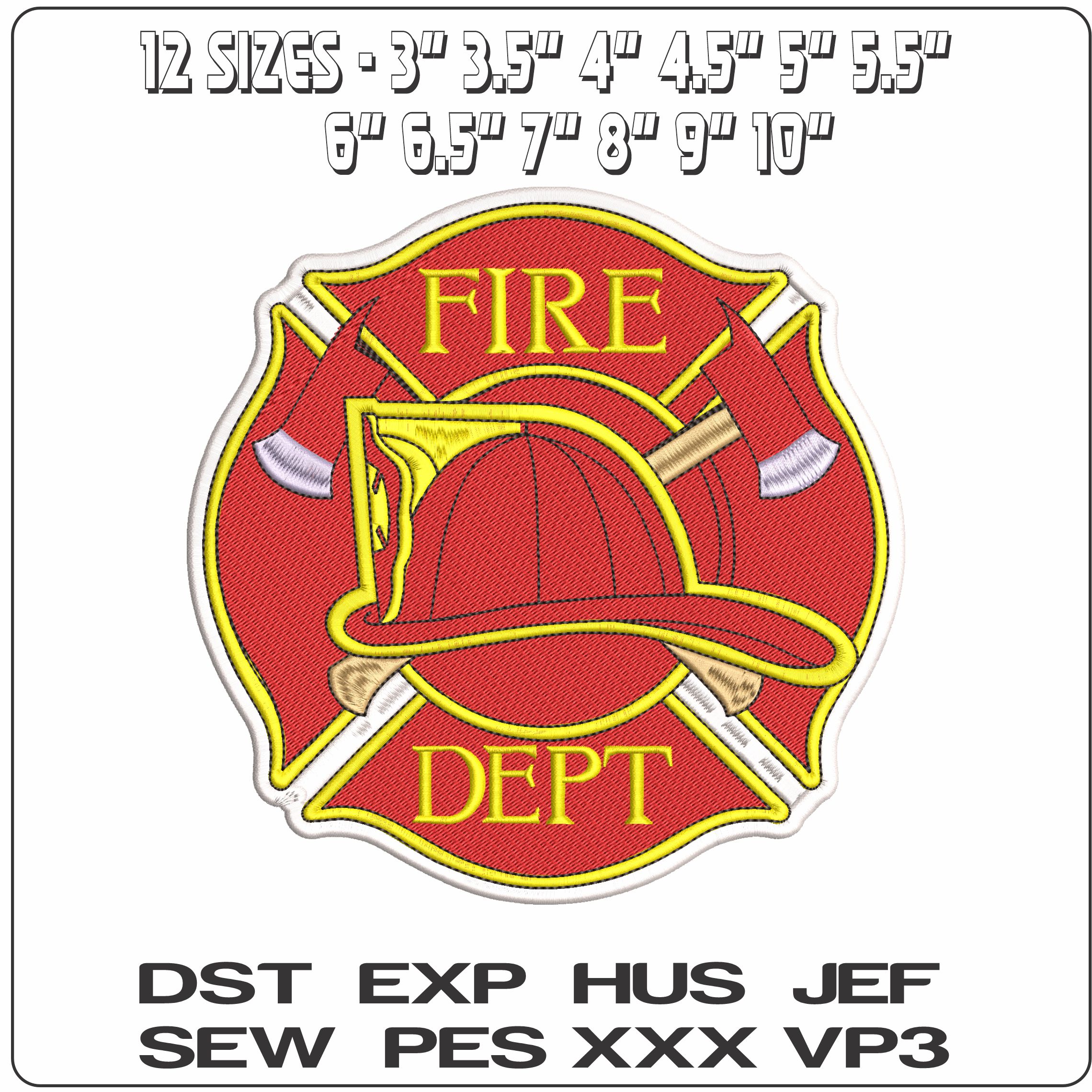 Fire Department Patch - Elegant embroidery design file - instant download — view 2