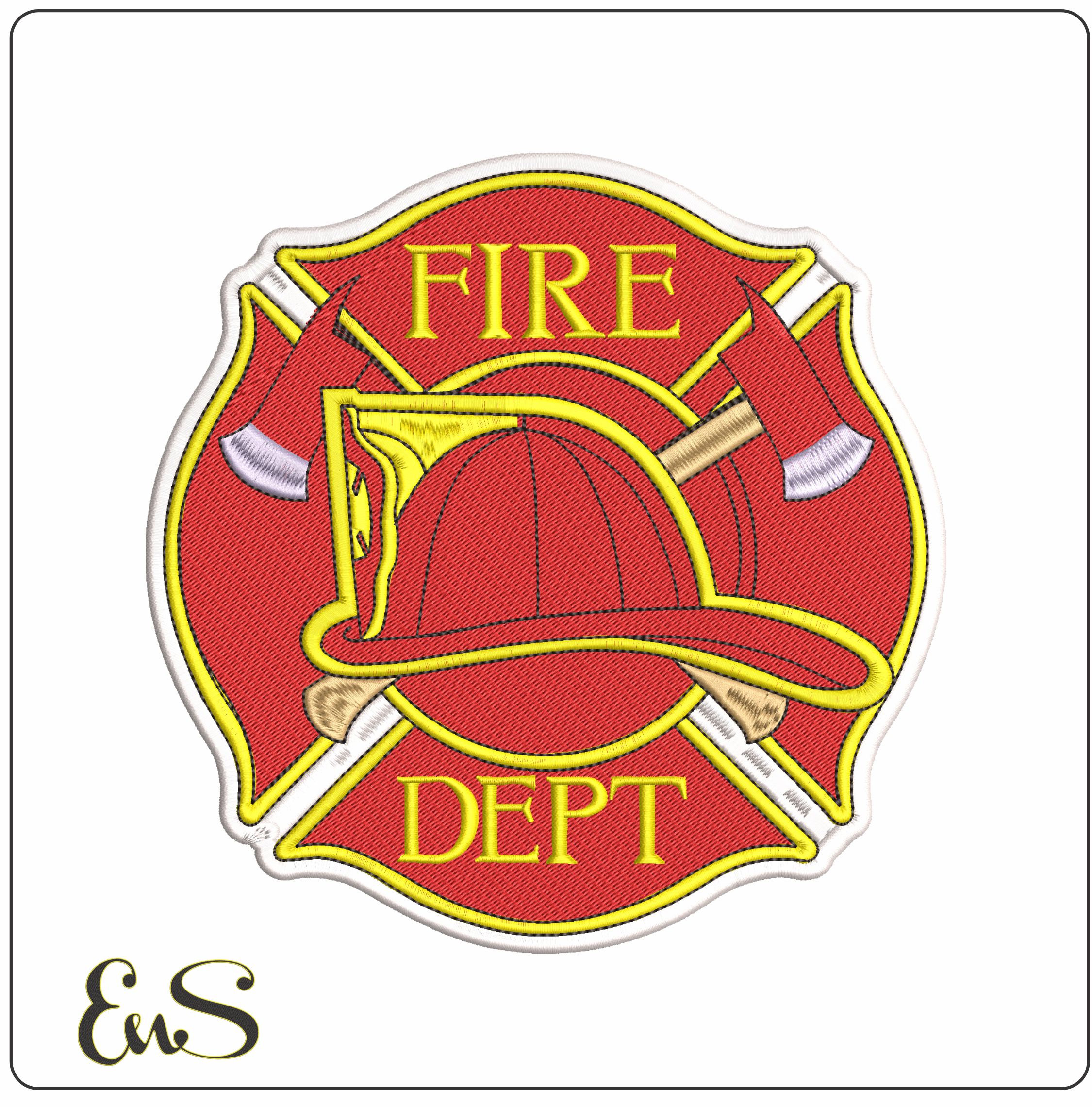 Fire Department Patch - Elegant embroidery design file - instant download