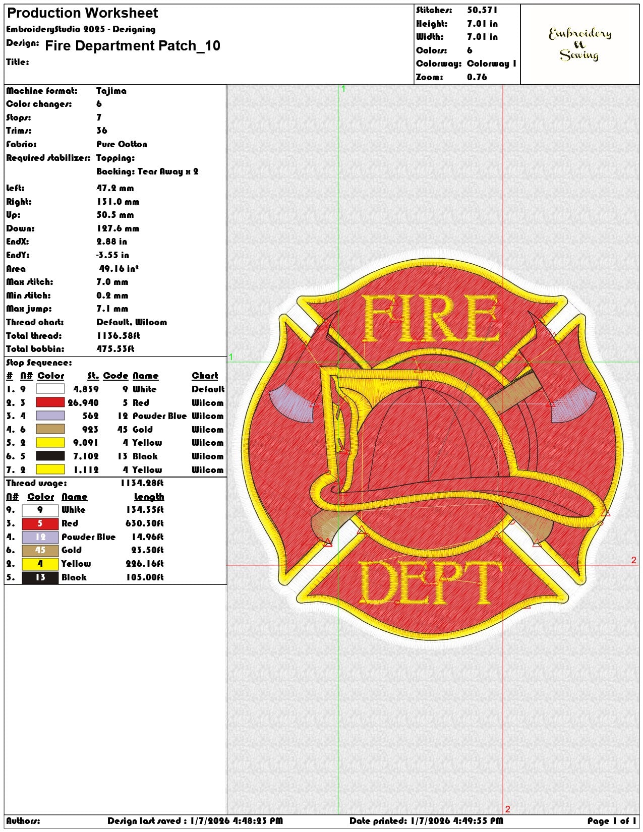 Fire Department Patch - Elegant embroidery design file - instant download — view 3