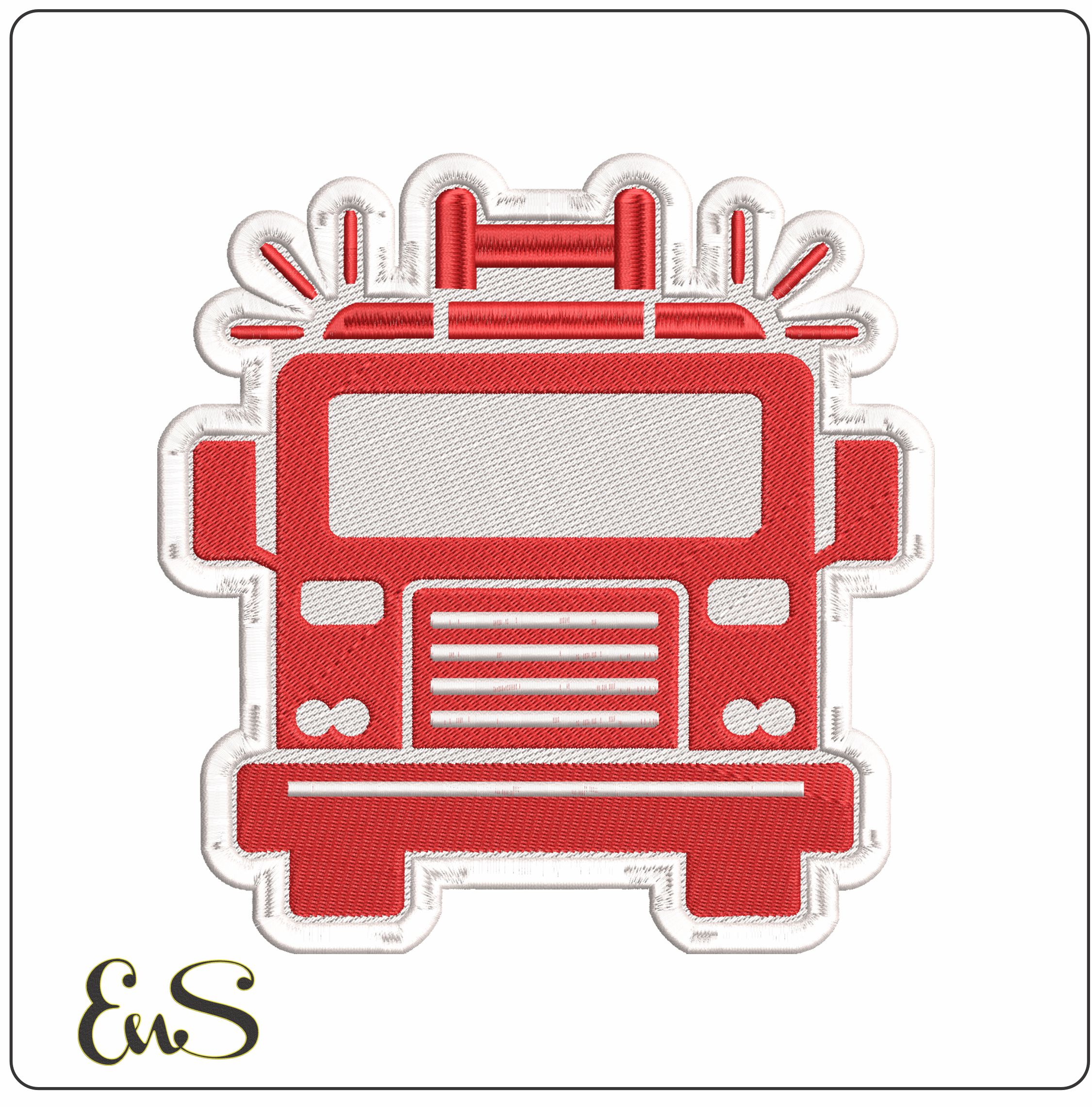 Fire Engine Front on - Elegant embroidery design file - instant download