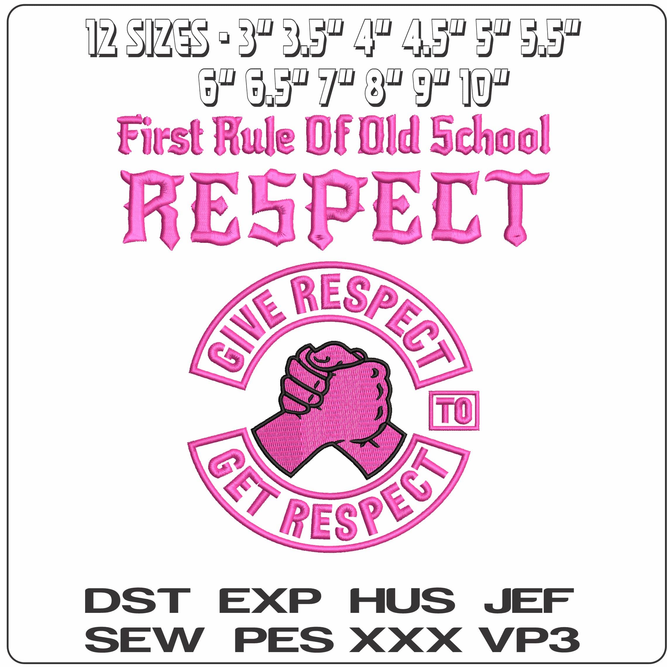 First Rule Respect - Elegant embroidery design file - instant download — view 2