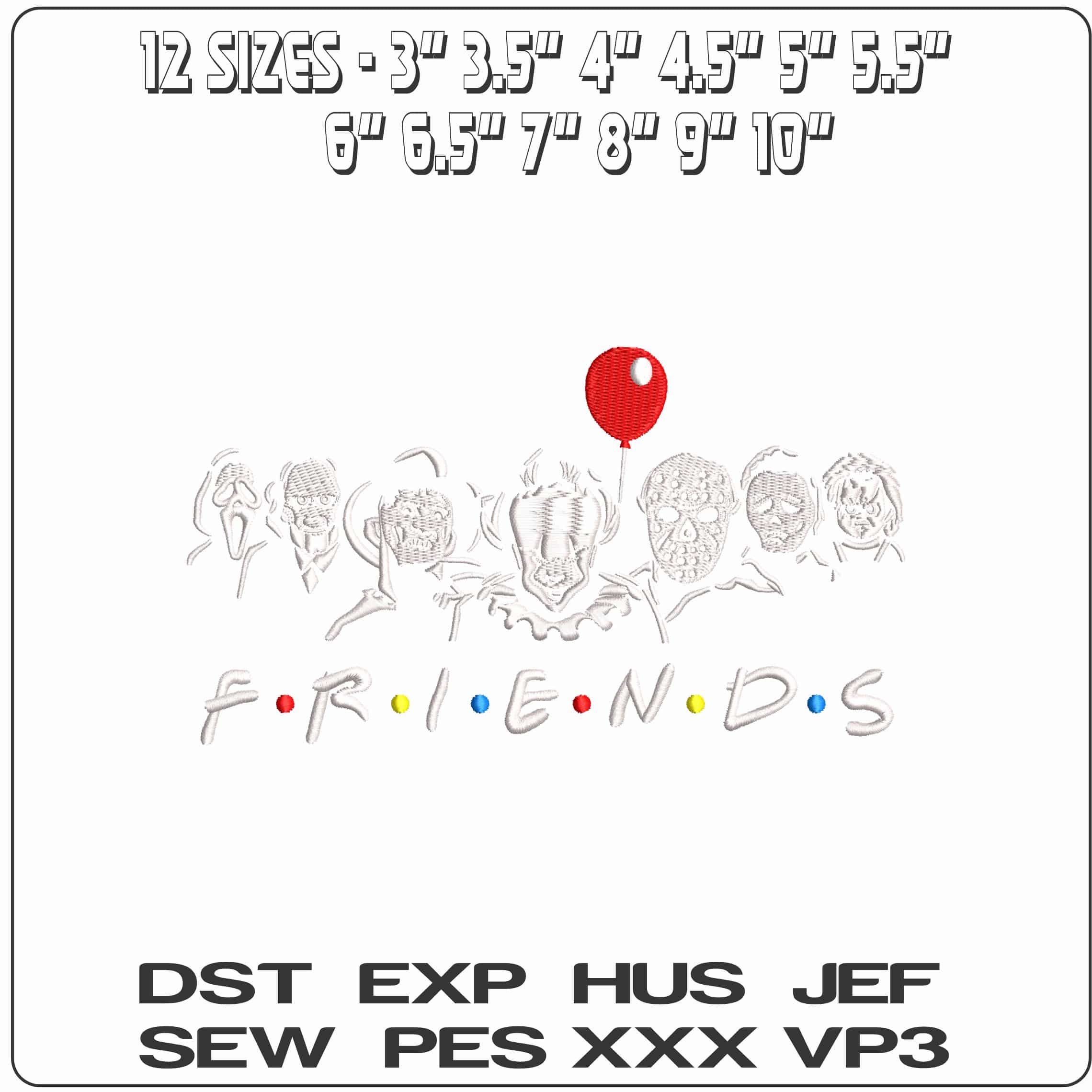 Friends Halloween - Elegant embroidery design file - instant download — view 2