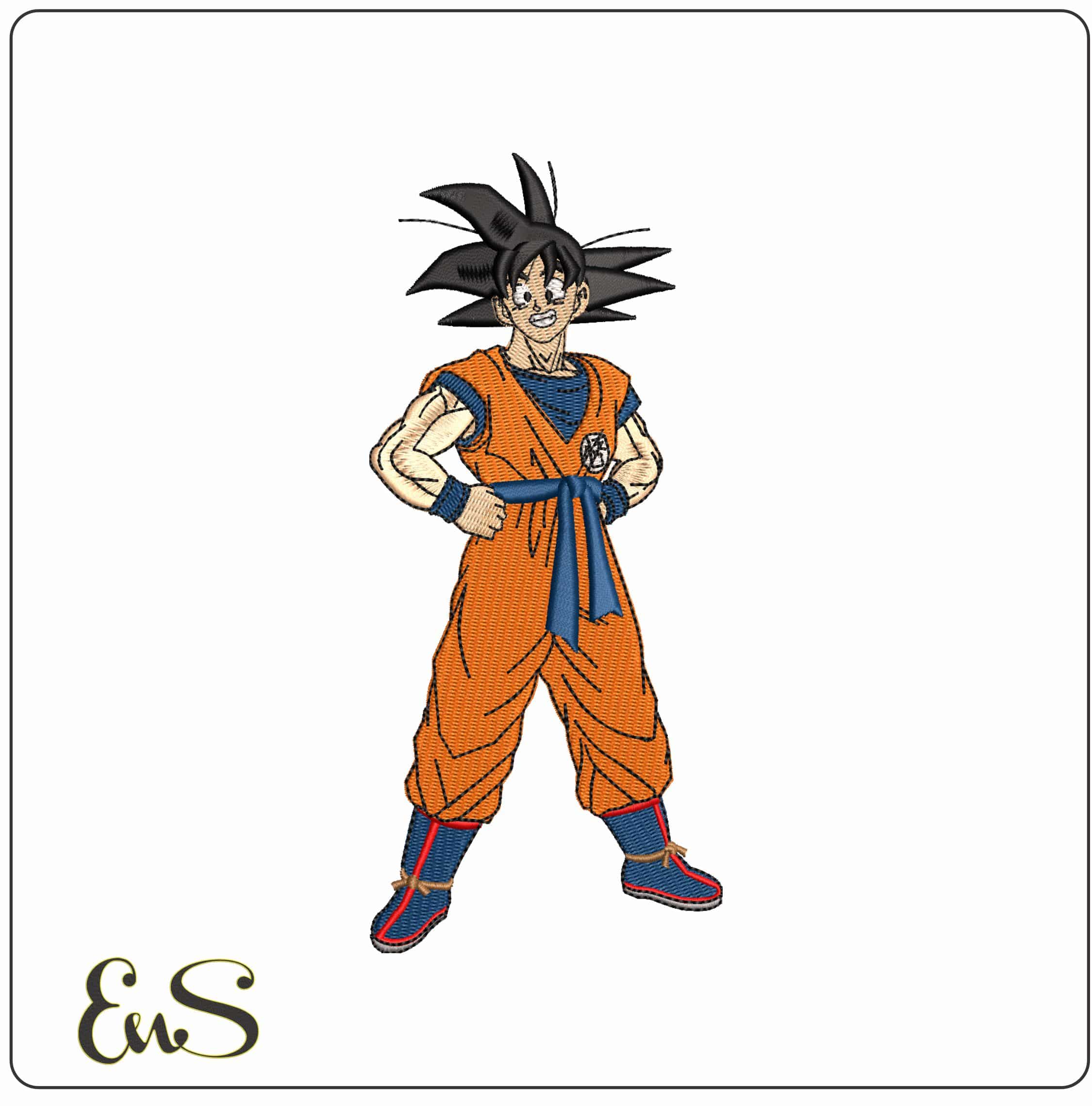 Full Goku Posing Dragon Ball Anime - Elegant embroidery design file - instant download