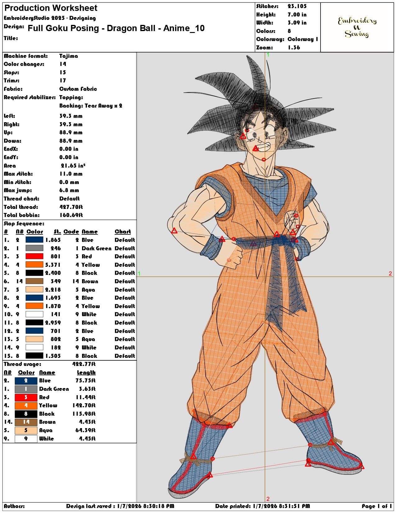 Full Goku Posing Dragon Ball Anime - Elegant embroidery design file - instant download — view 3