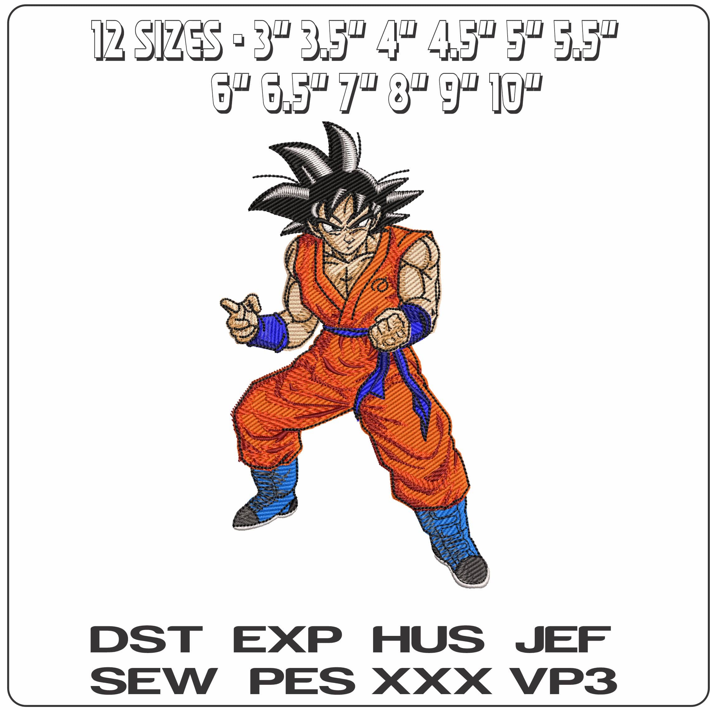 Full Goku Power Up Pose Dragon Ball Anime - Elegant embroidery design file - instant download — view 2