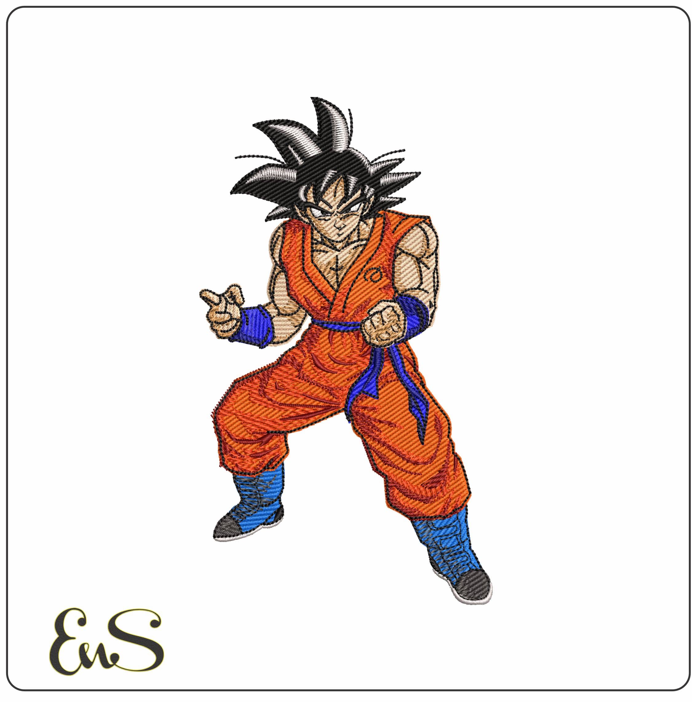 Full Goku Power Up Pose Dragon Ball Anime - Elegant embroidery design file - instant download