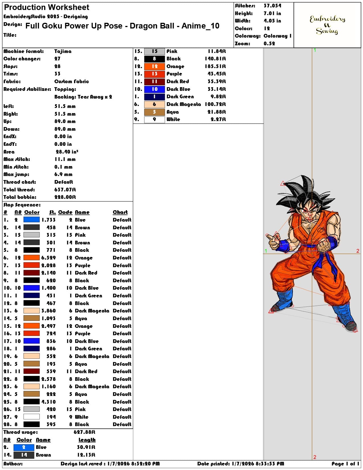 Full Goku Power Up Pose Dragon Ball Anime - Elegant embroidery design file - instant download — view 3