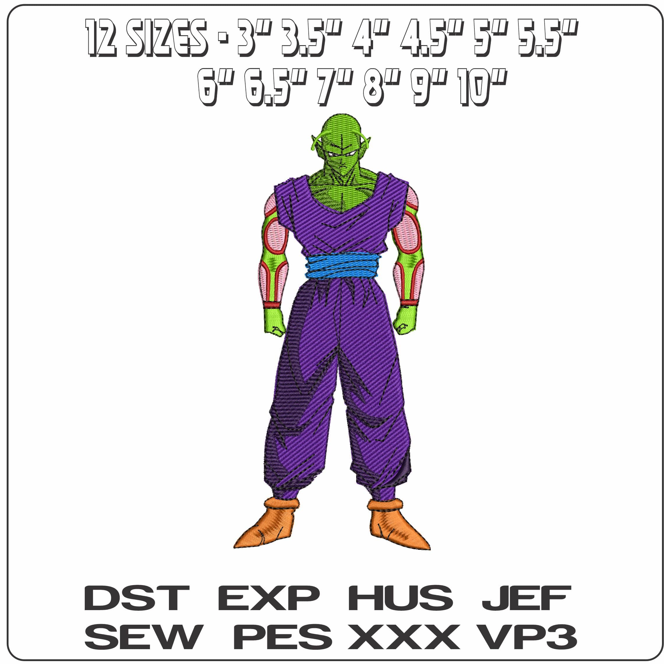 Full Piccolo Dragon Ball Anime - Elegant embroidery design file - instant download — view 2