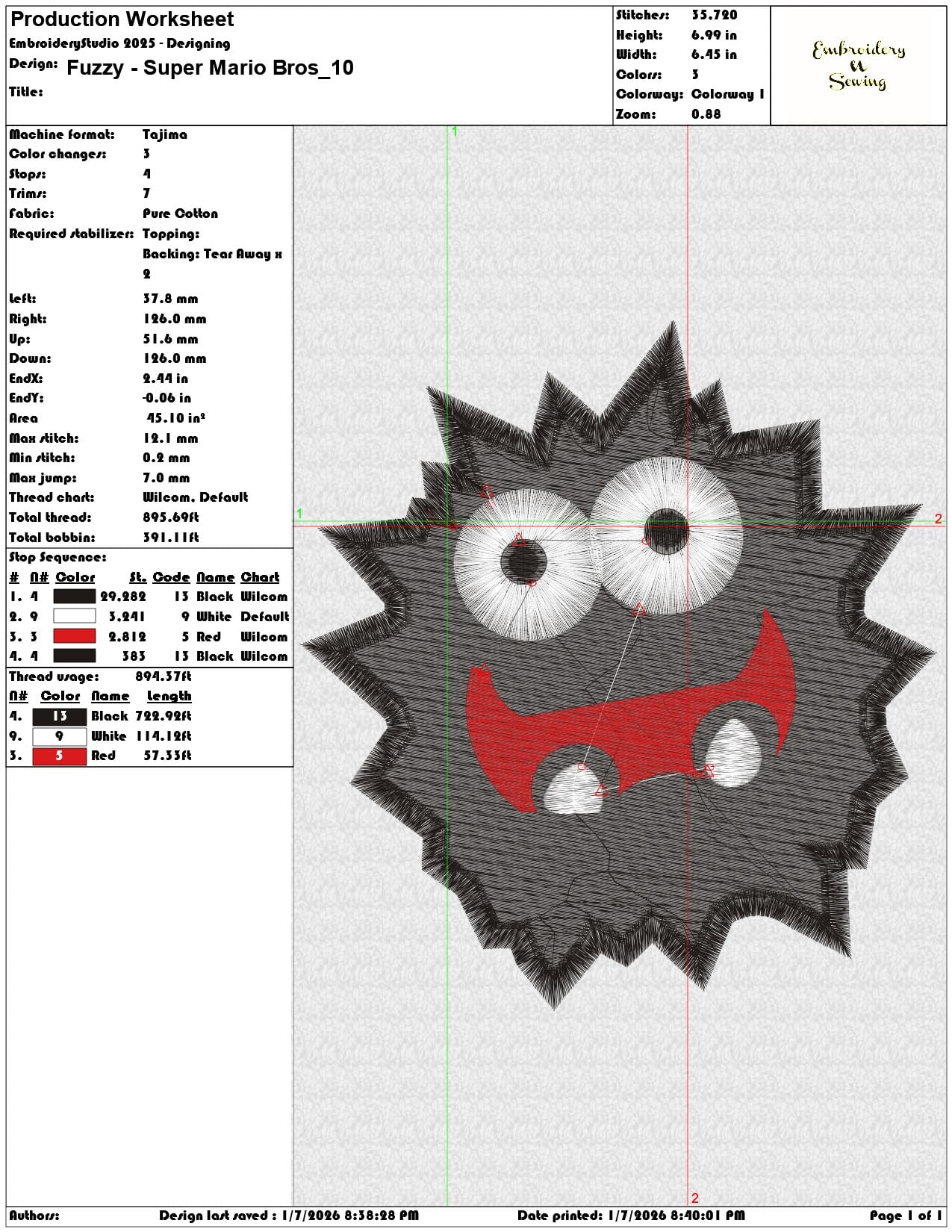 Fuzzy Super Mario Bros - Elegant embroidery design file - instant download — view 3
