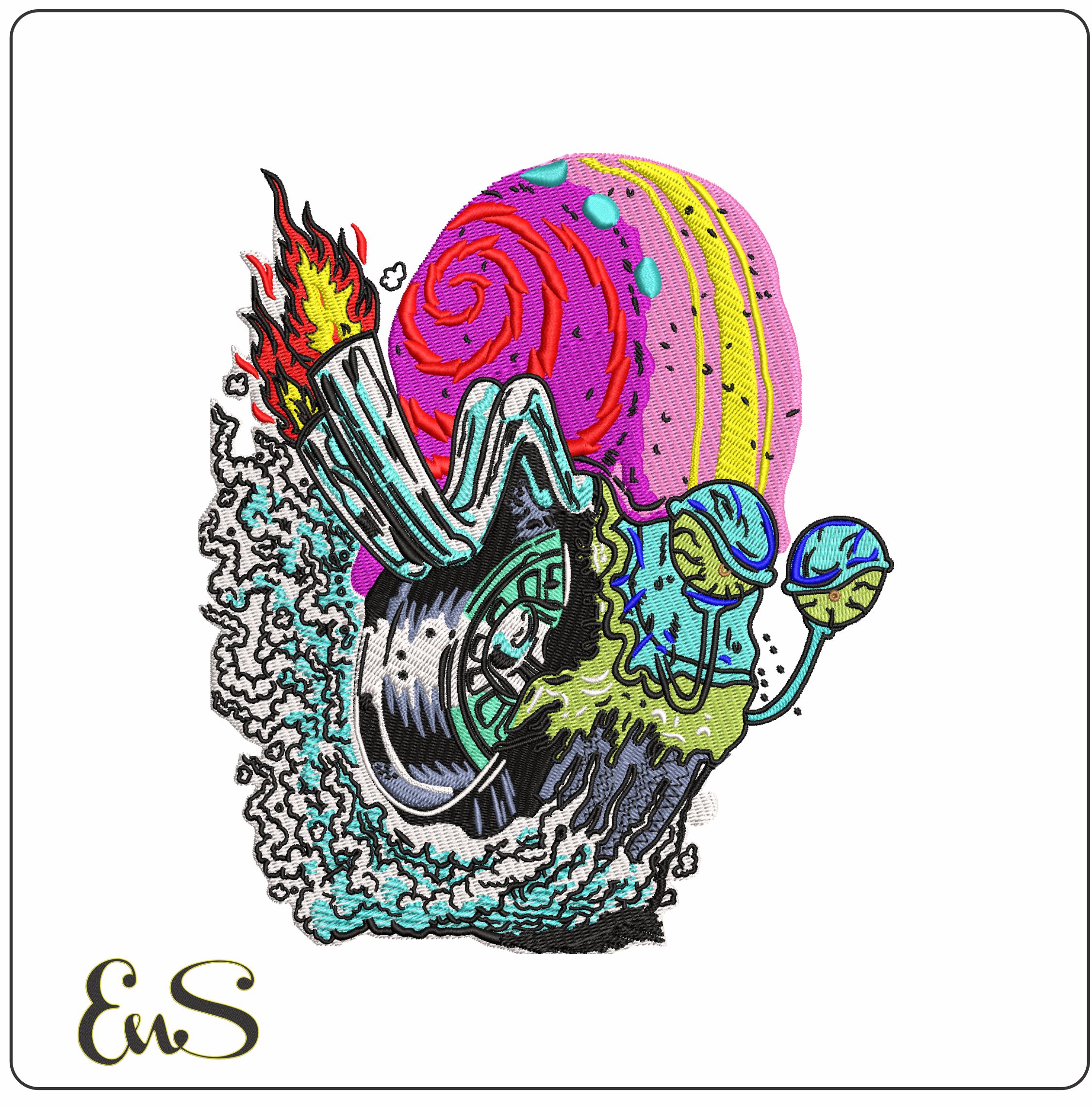 Gary Turbo SpongeBob Hot Rod - Elegant embroidery design file - instant download