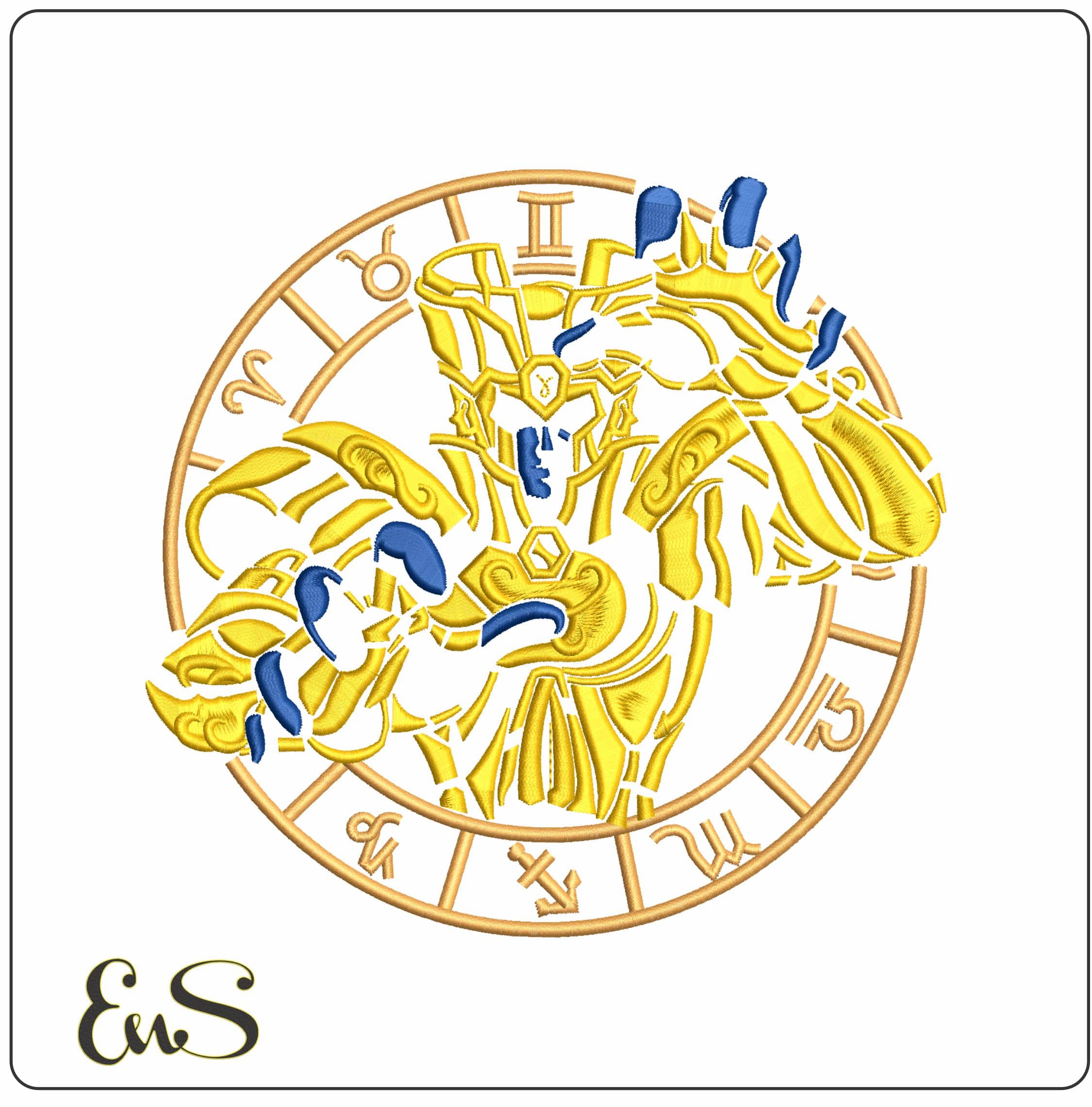 Gemini Gold Cloth Saint Seiya Anime - Elegant embroidery design file - instant download