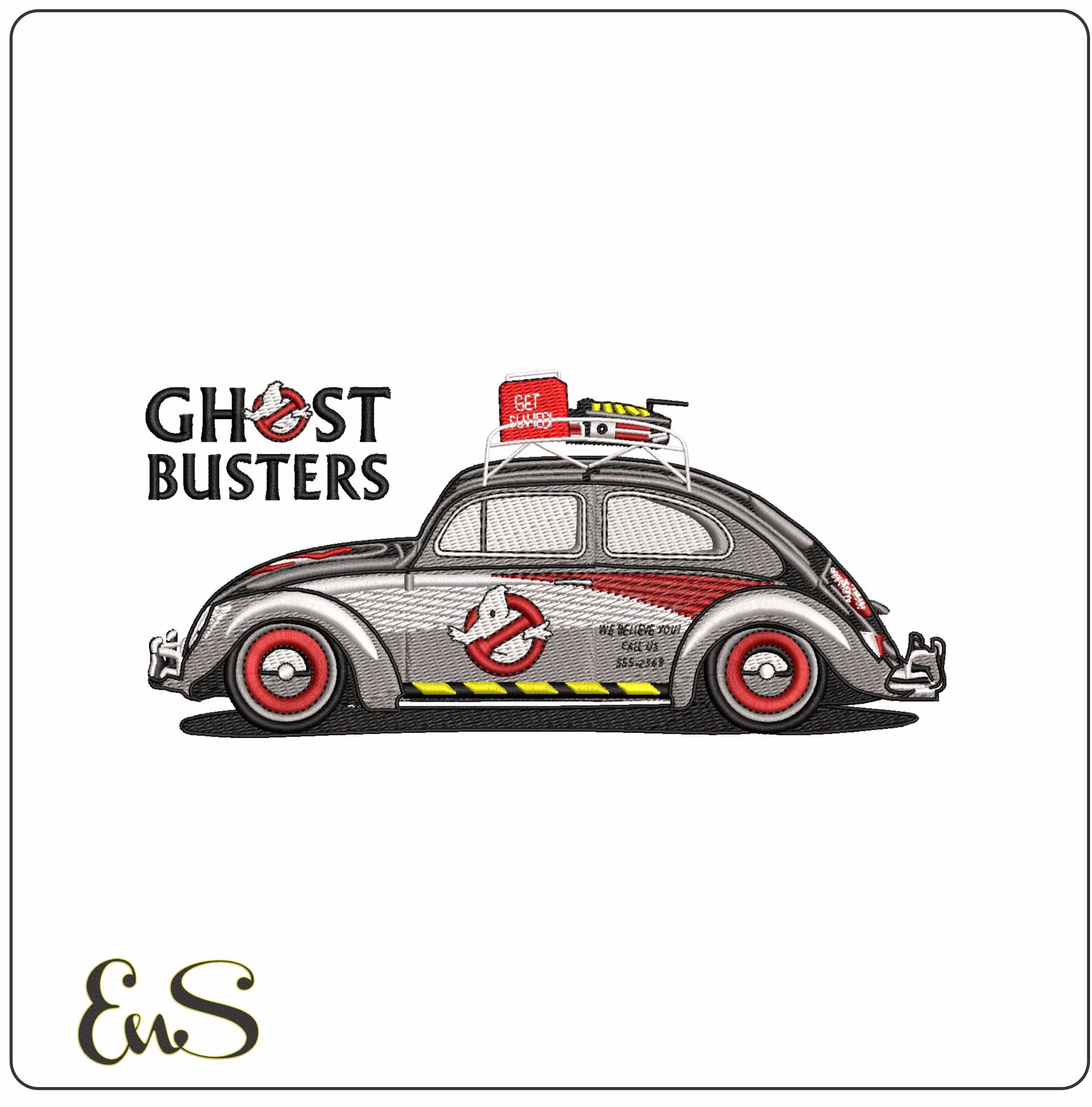 Ghost Busters Beatle car - Elegant embroidery design file - instant download