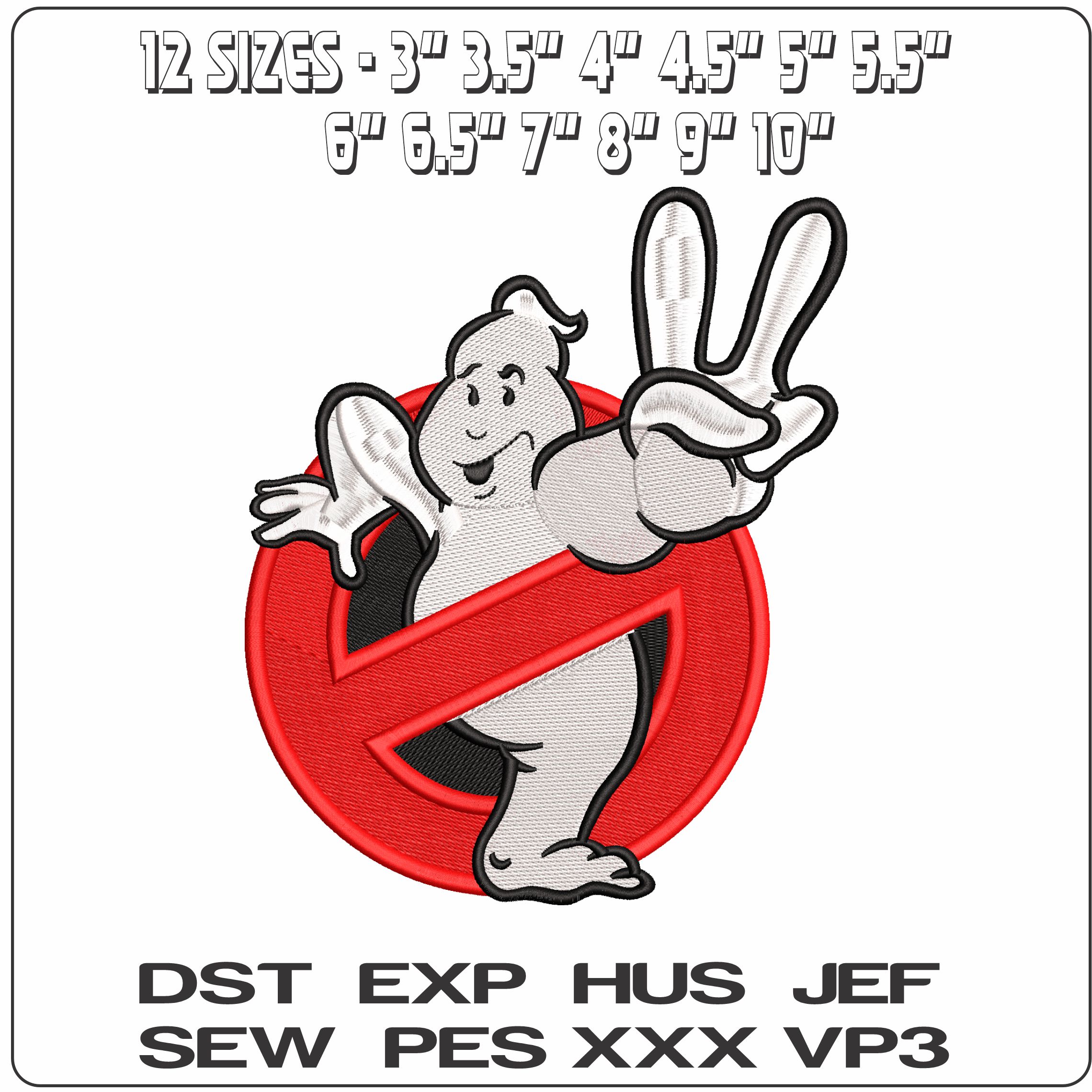 Ghost Boster Salute - Elegant embroidery design file - instant download — view 2