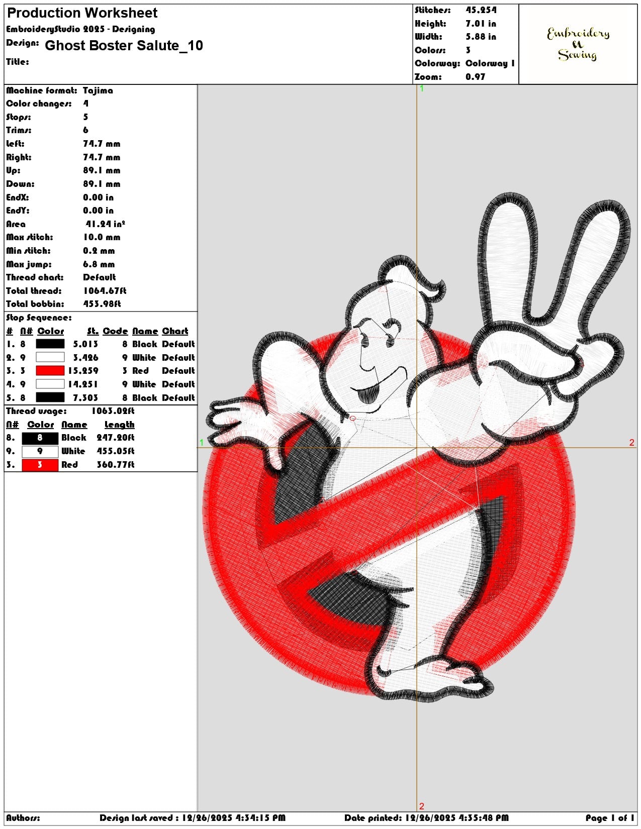 Ghost Boster Salute - Elegant embroidery design file - instant download — view 3