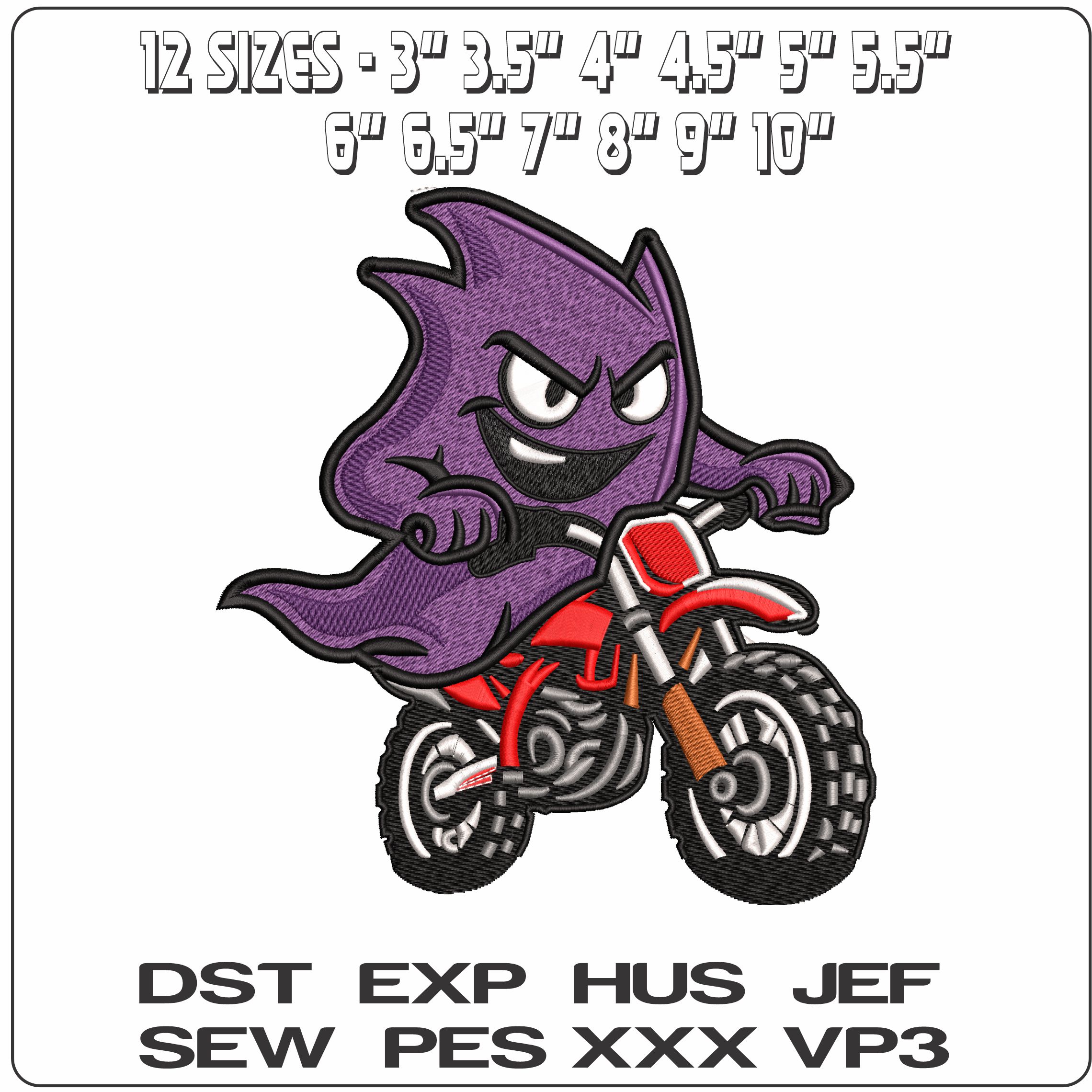 Ghost Riding Motobike - Elegant embroidery design file - instant download — view 2