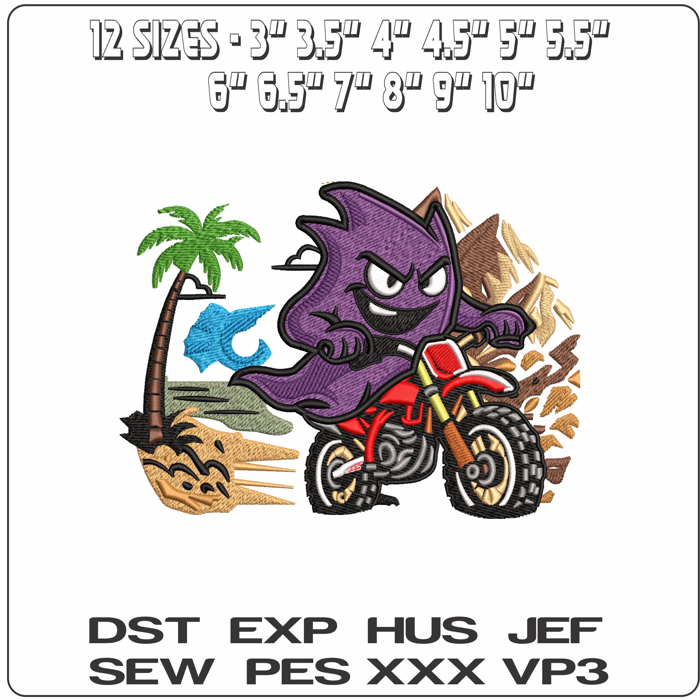 Ghost Riding Motobike Mountains - Elegant embroidery design file - instant download — view 2