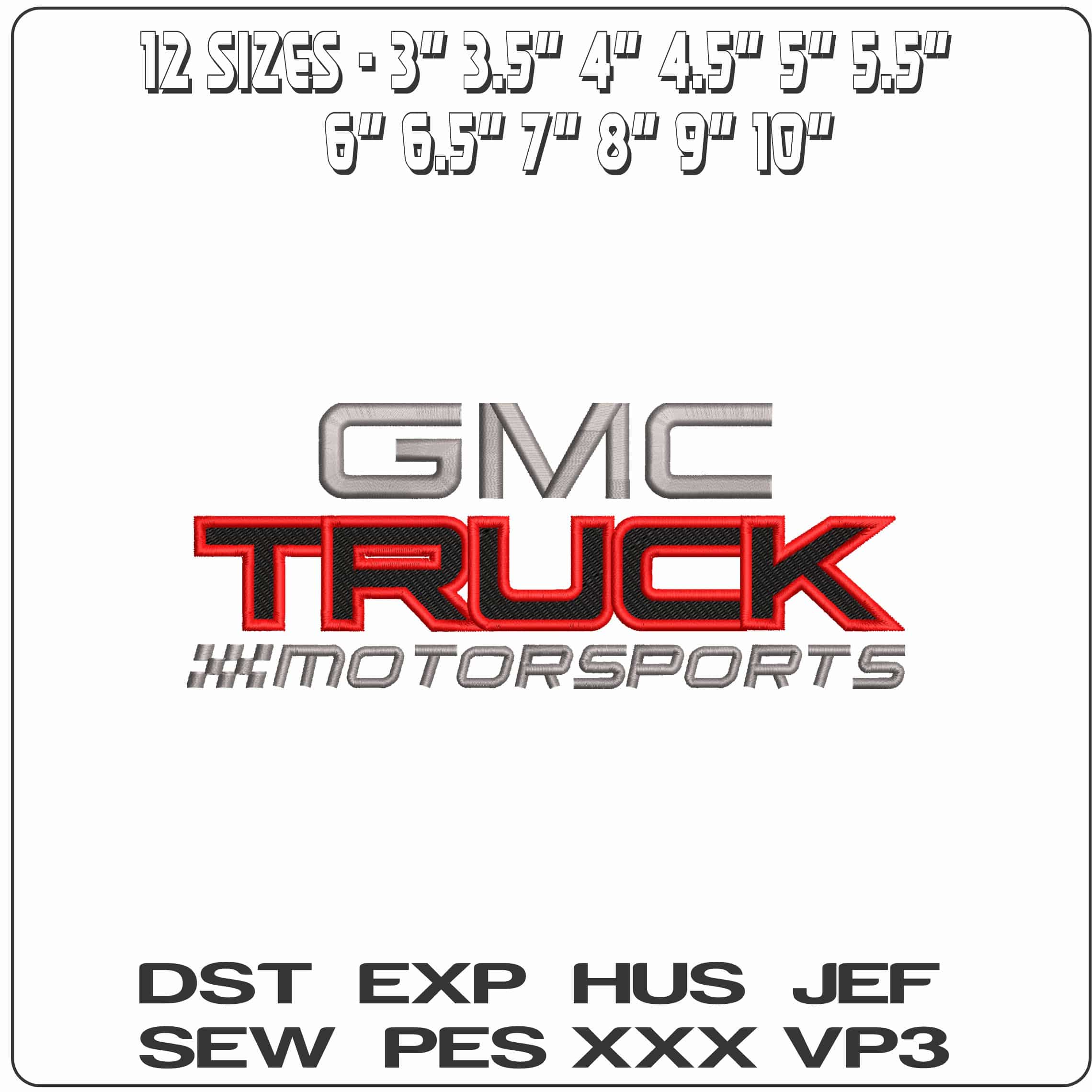 GMC Truck Motorsport - Elegant embroidery design file - instant download — view 2