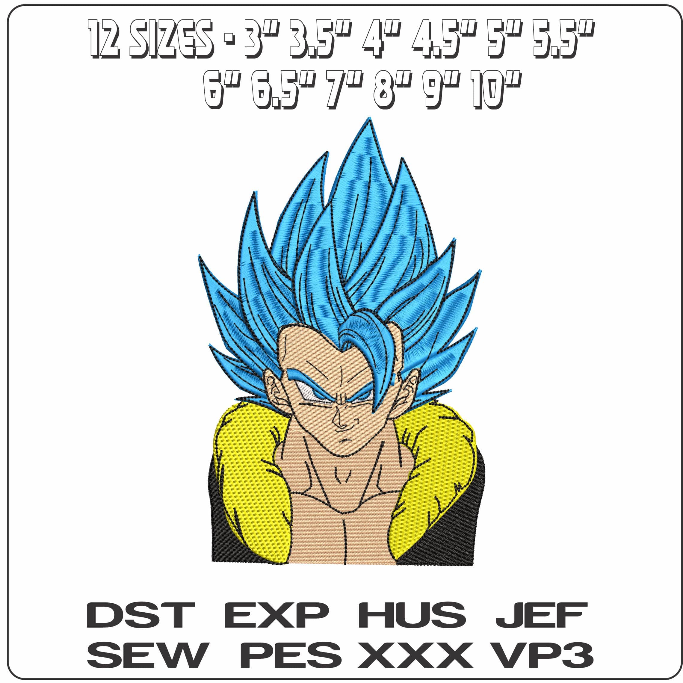 Gogeta Super Saiyan Blue Dragon Ball Anime - Elegant embroidery design file - instant download — view 2