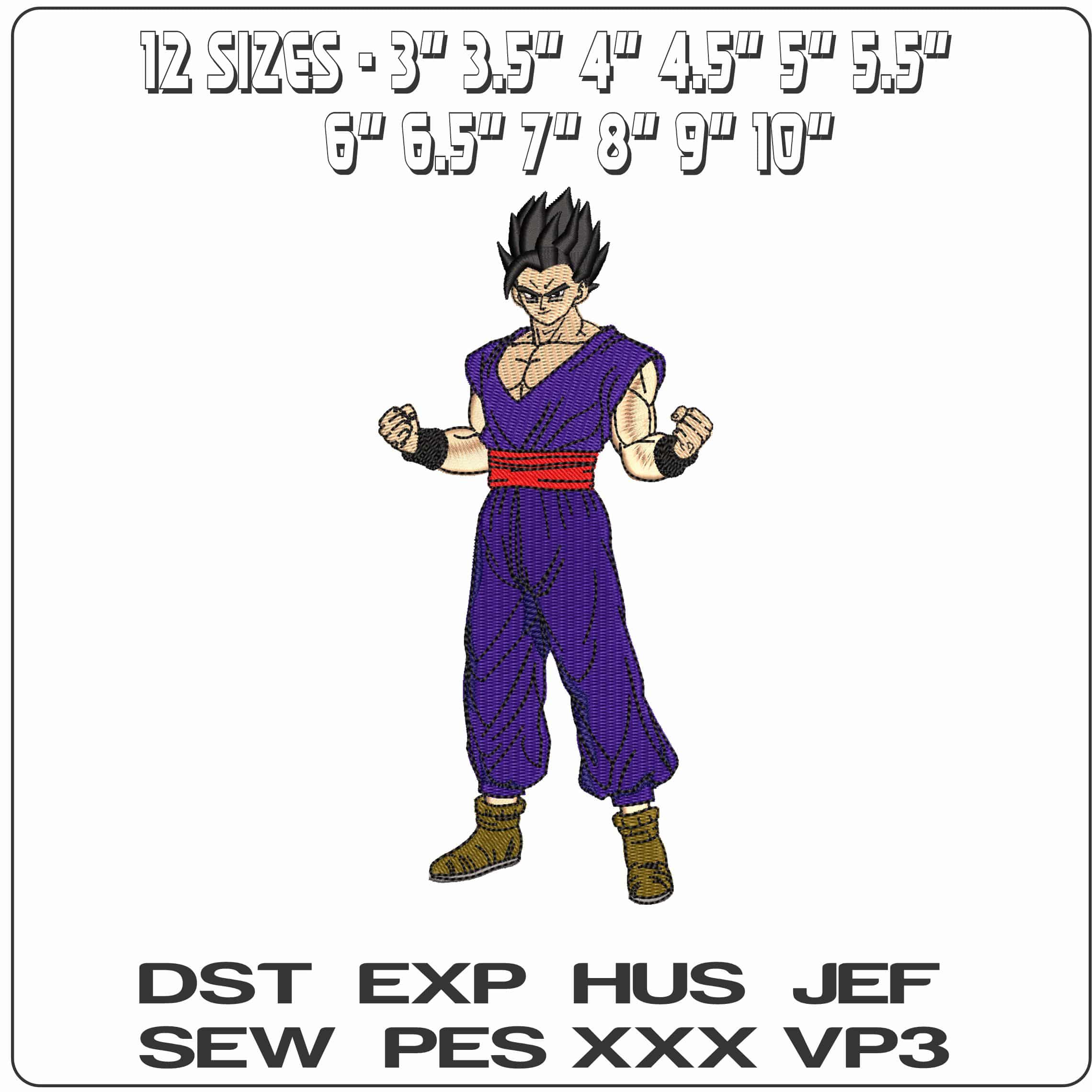 Gohan strongest Human Dragon Ball Anime - Elegant embroidery design file - instant download — view 2