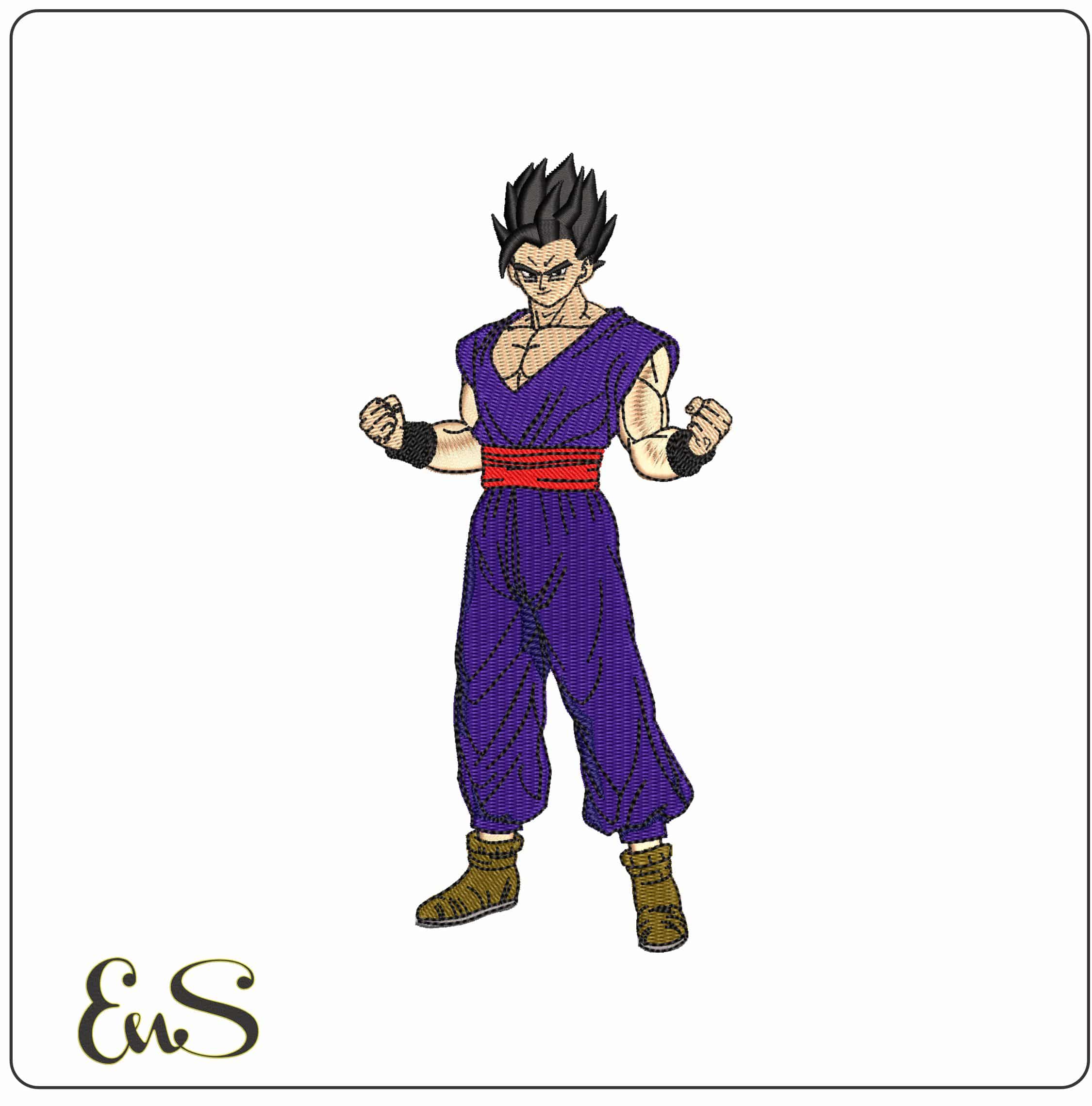 Gohan strongest Human Dragon Ball Anime - Elegant embroidery design file - instant download