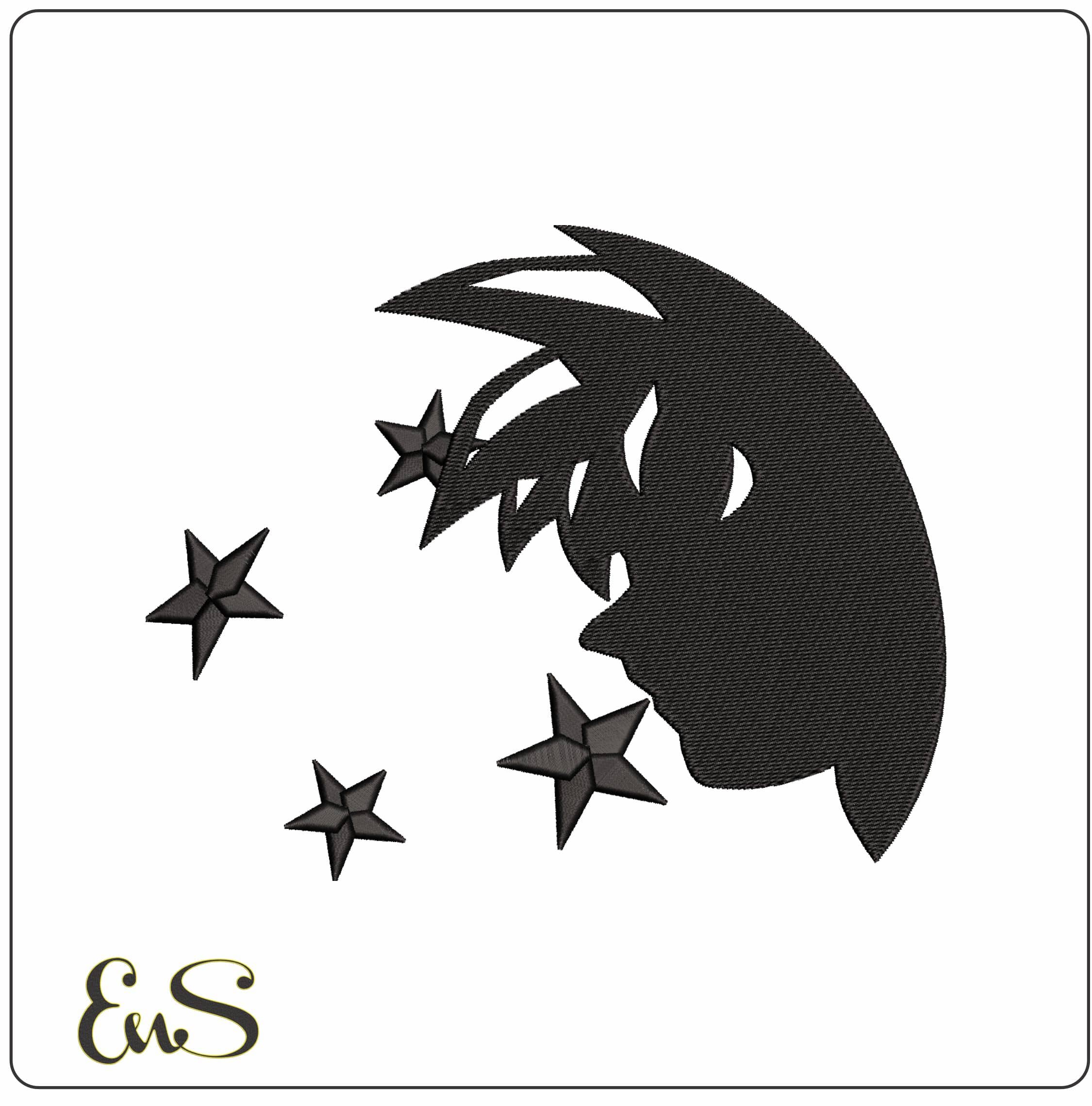 Goku Face Shadow Dragon Ball Anime - Elegant embroidery design file - instant download