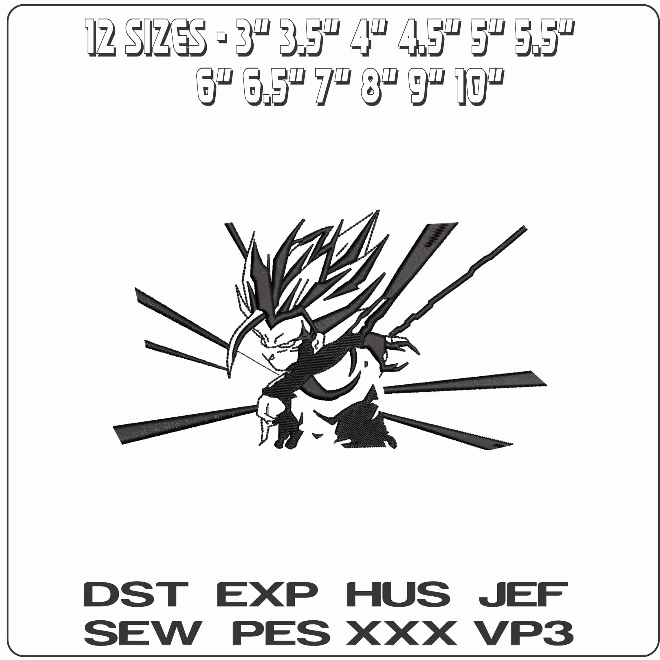 Goku fighting Shadow Dragon Ball Anime - Elegant embroidery design file - instant download — view 2