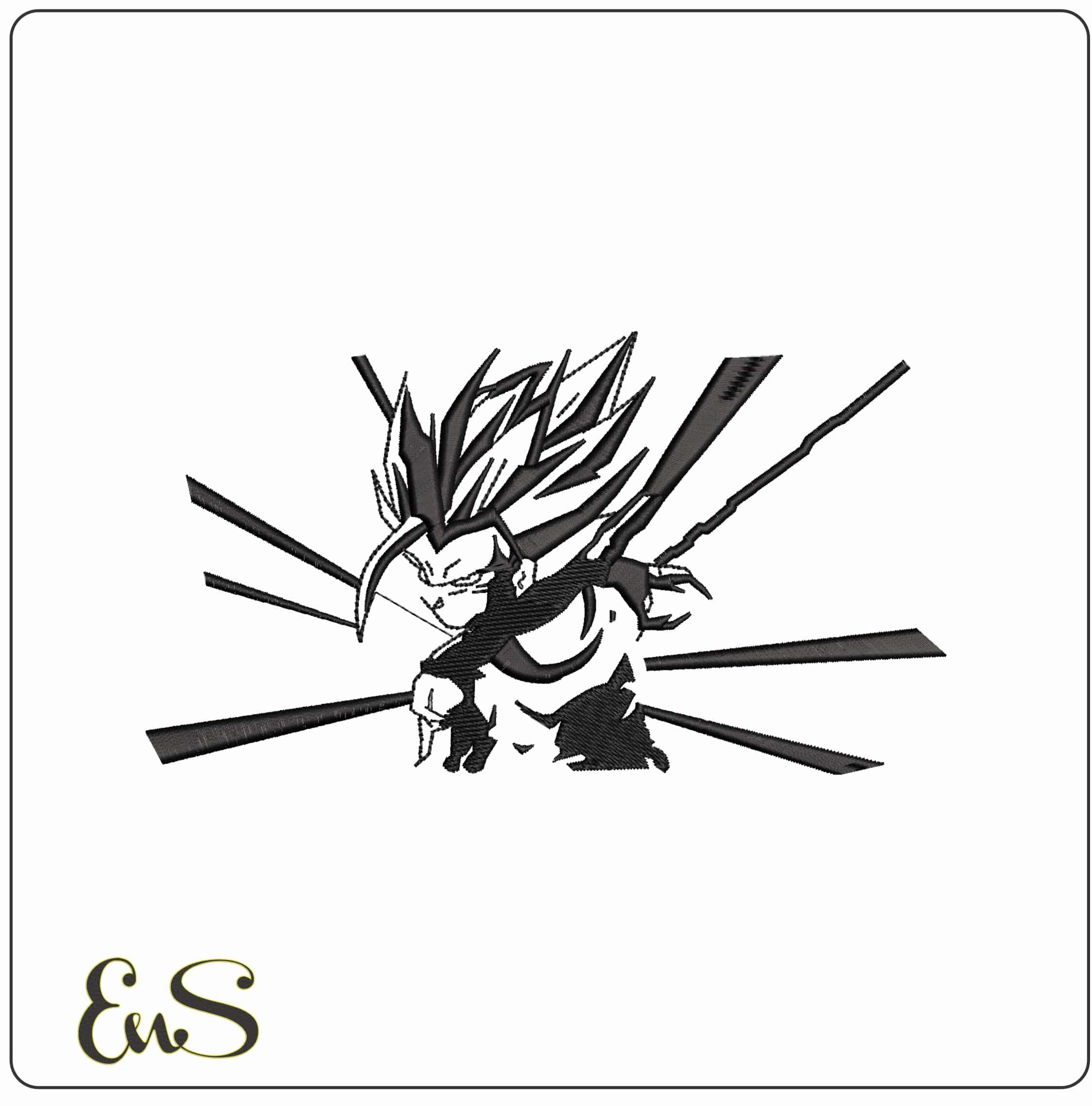 Goku fighting Shadow Dragon Ball Anime - Elegant embroidery design file - instant download