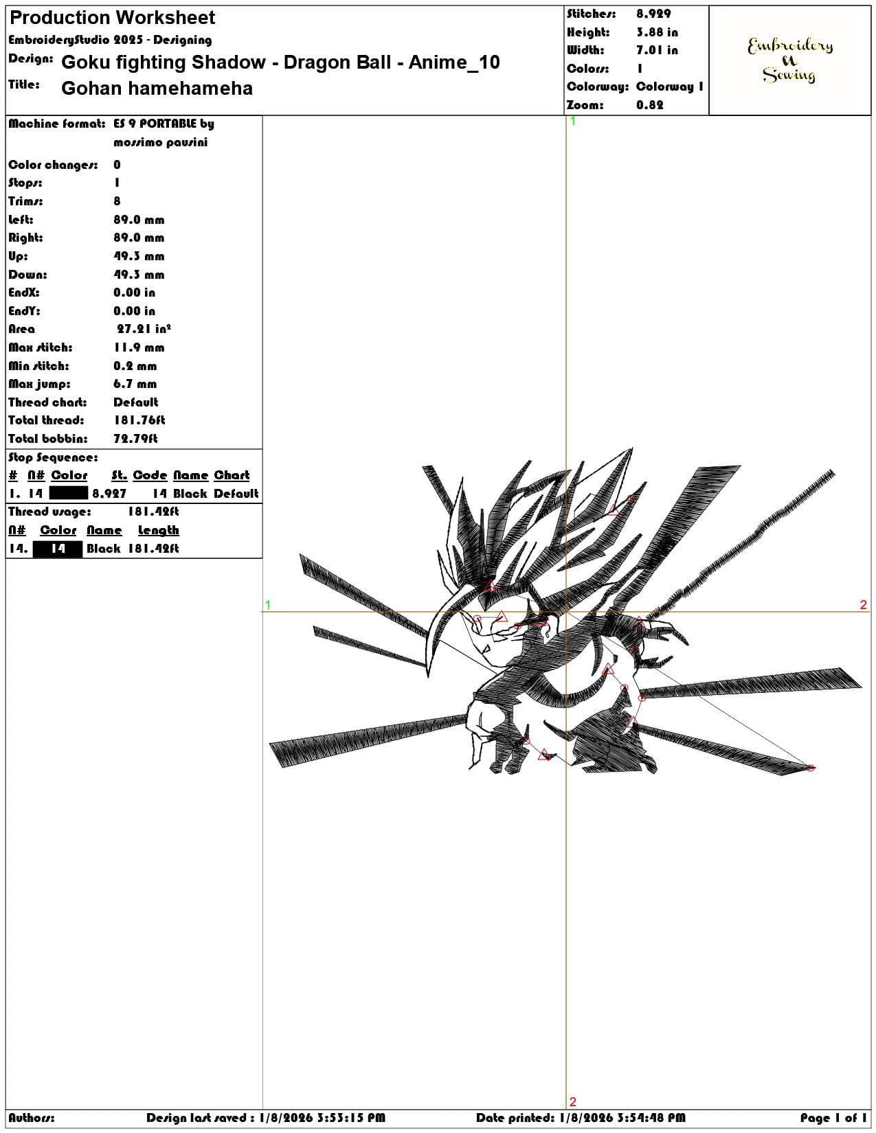 Goku fighting Shadow Dragon Ball Anime - Elegant embroidery design file - instant download — view 3