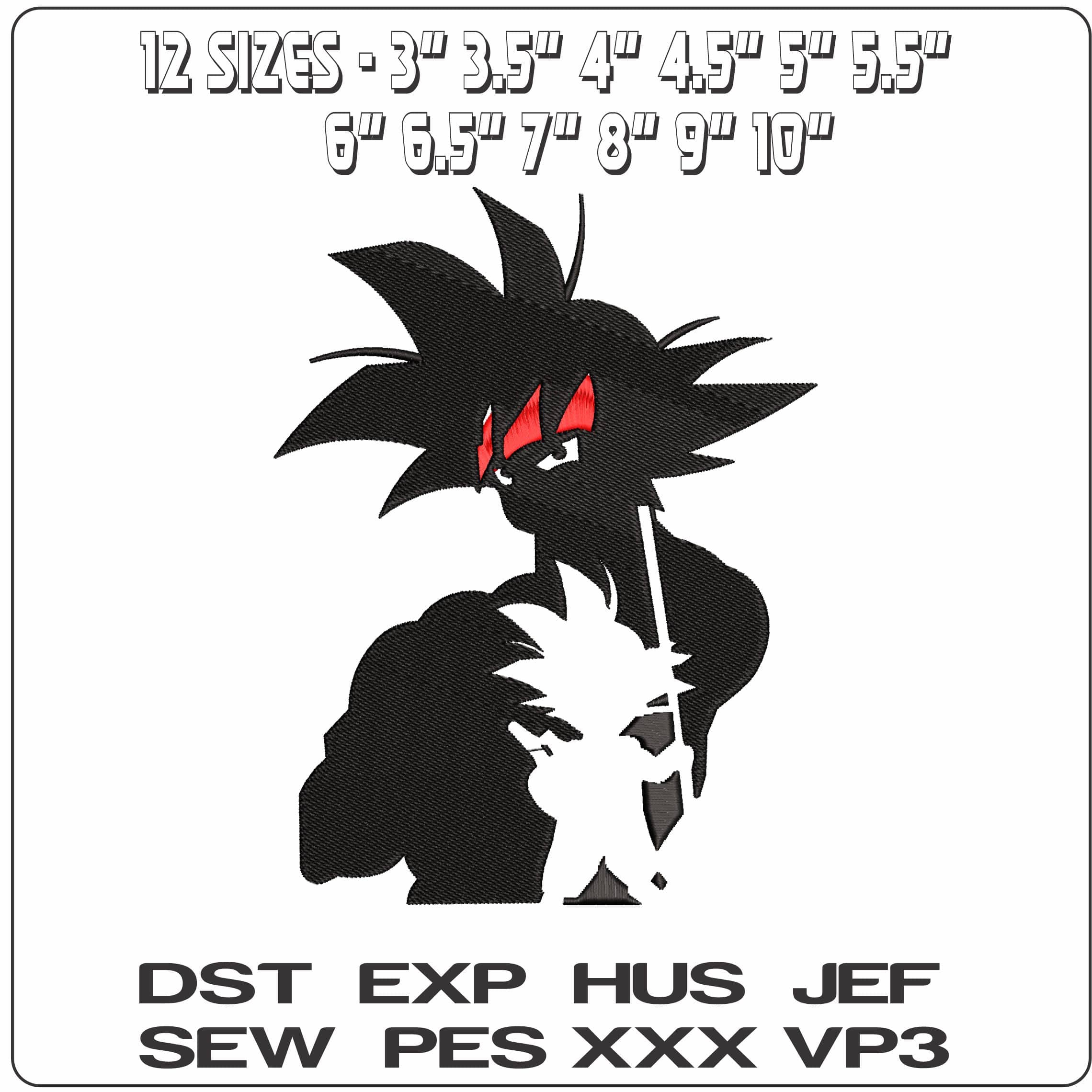Goku young in Shadow Dragon Ball Anime - Elegant embroidery design file - instant download — view 2