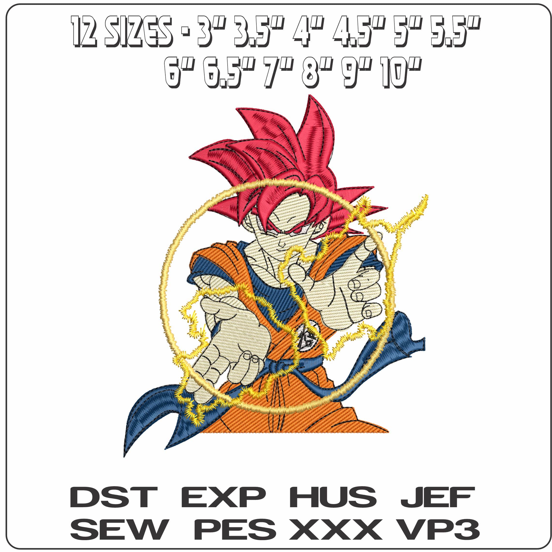Goku Super Saiyan God Creating energy Dragon Ball Anime - Elegant embroidery design file - instant download — view 2