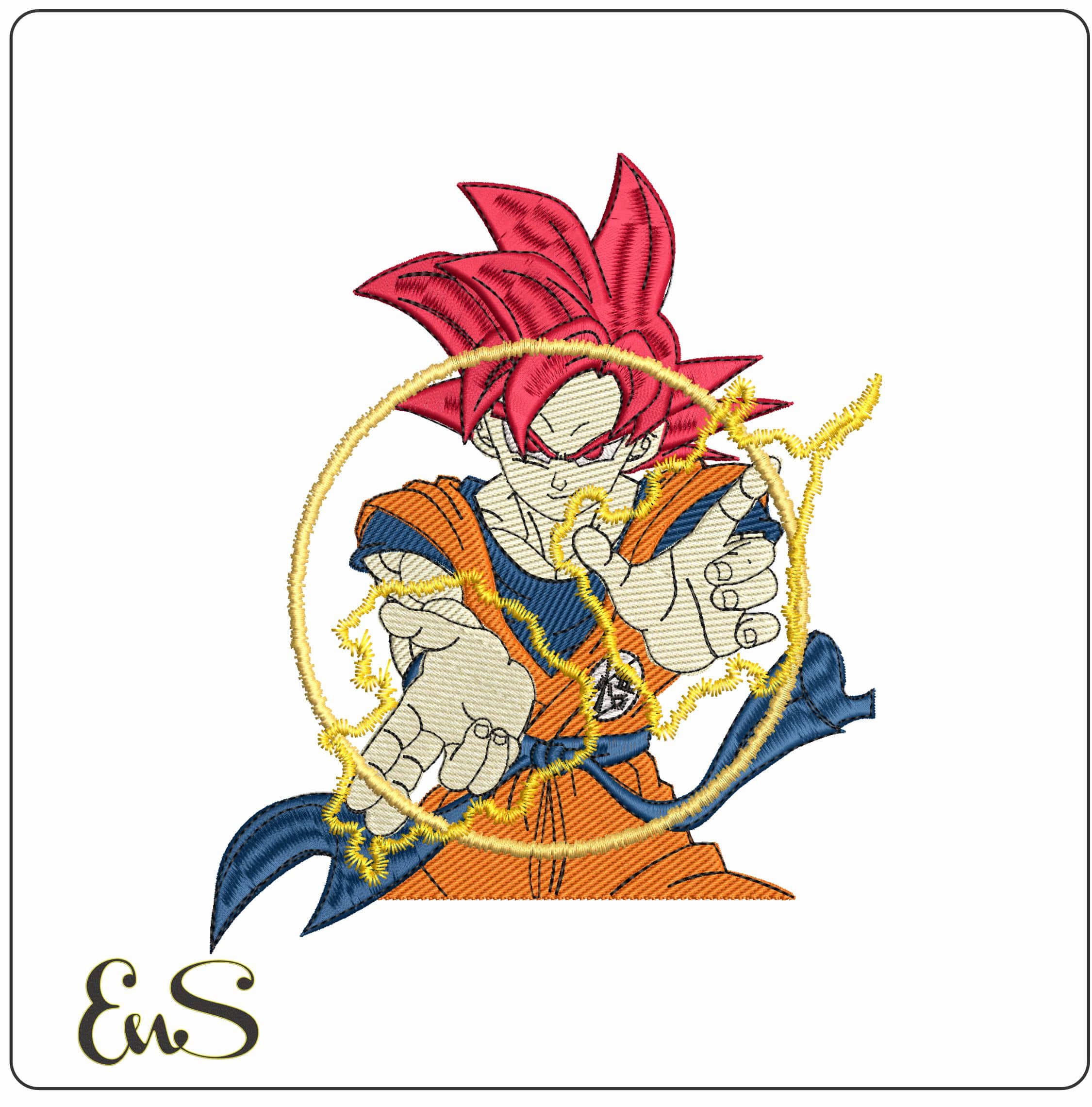 Goku Super Saiyan God Creating energy Dragon Ball Anime - Elegant embroidery design file - instant download